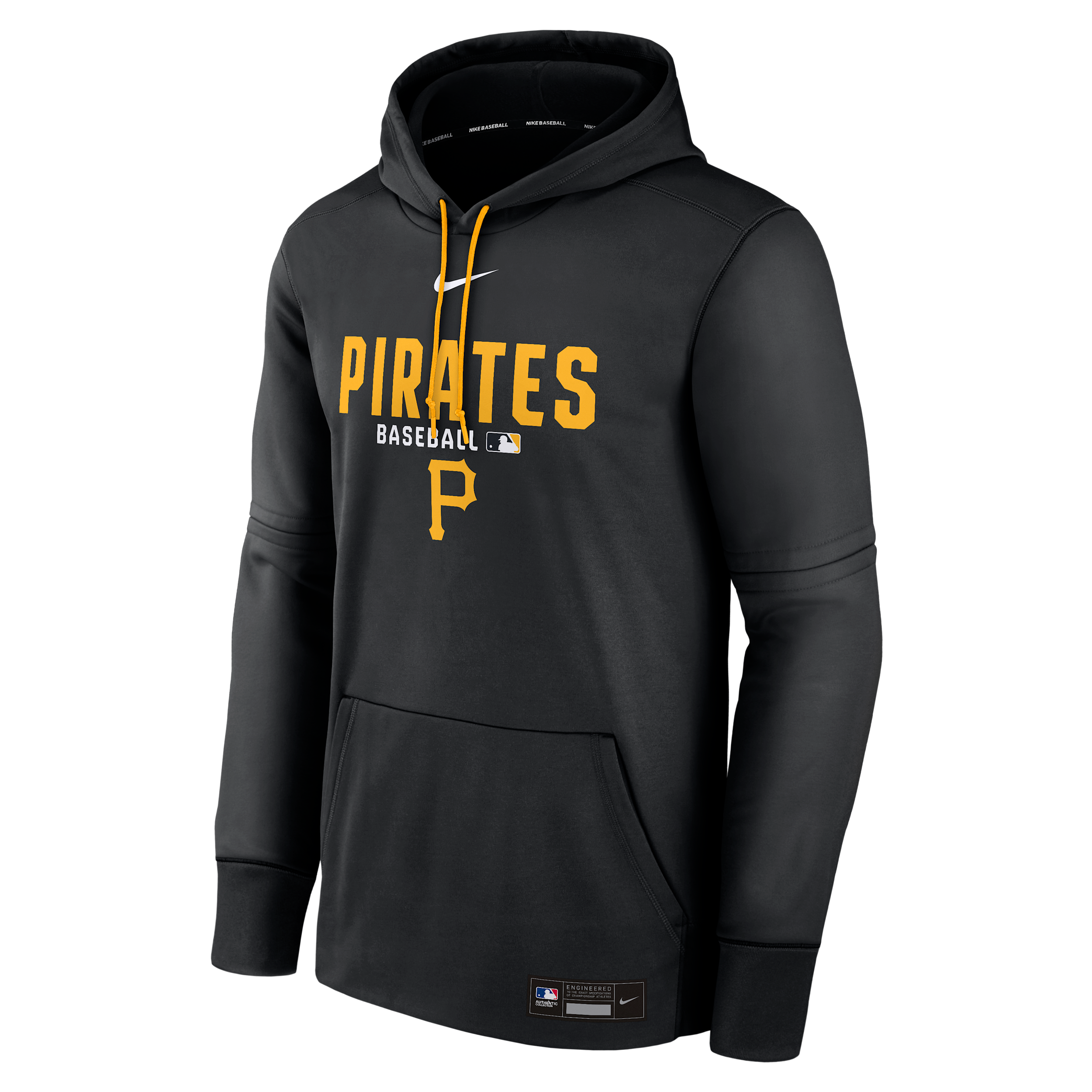Men's Pittsburgh Pirates Authentic Collection Nike Therma MLB Pullover Hoodie in Black | NAC3087NPTB-RMG
