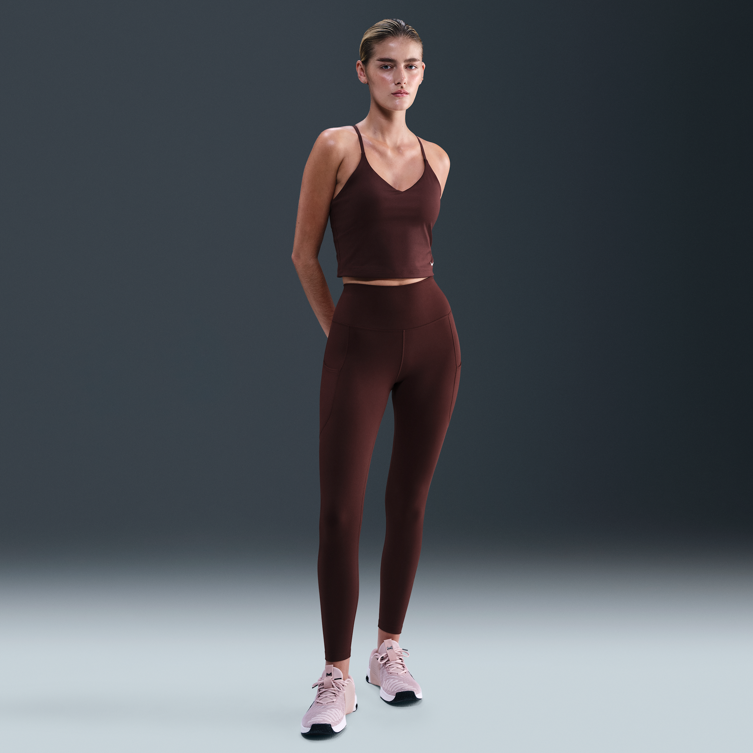 Nike Women's One High-waisted 7/8 Leggings With Pockets In Brown