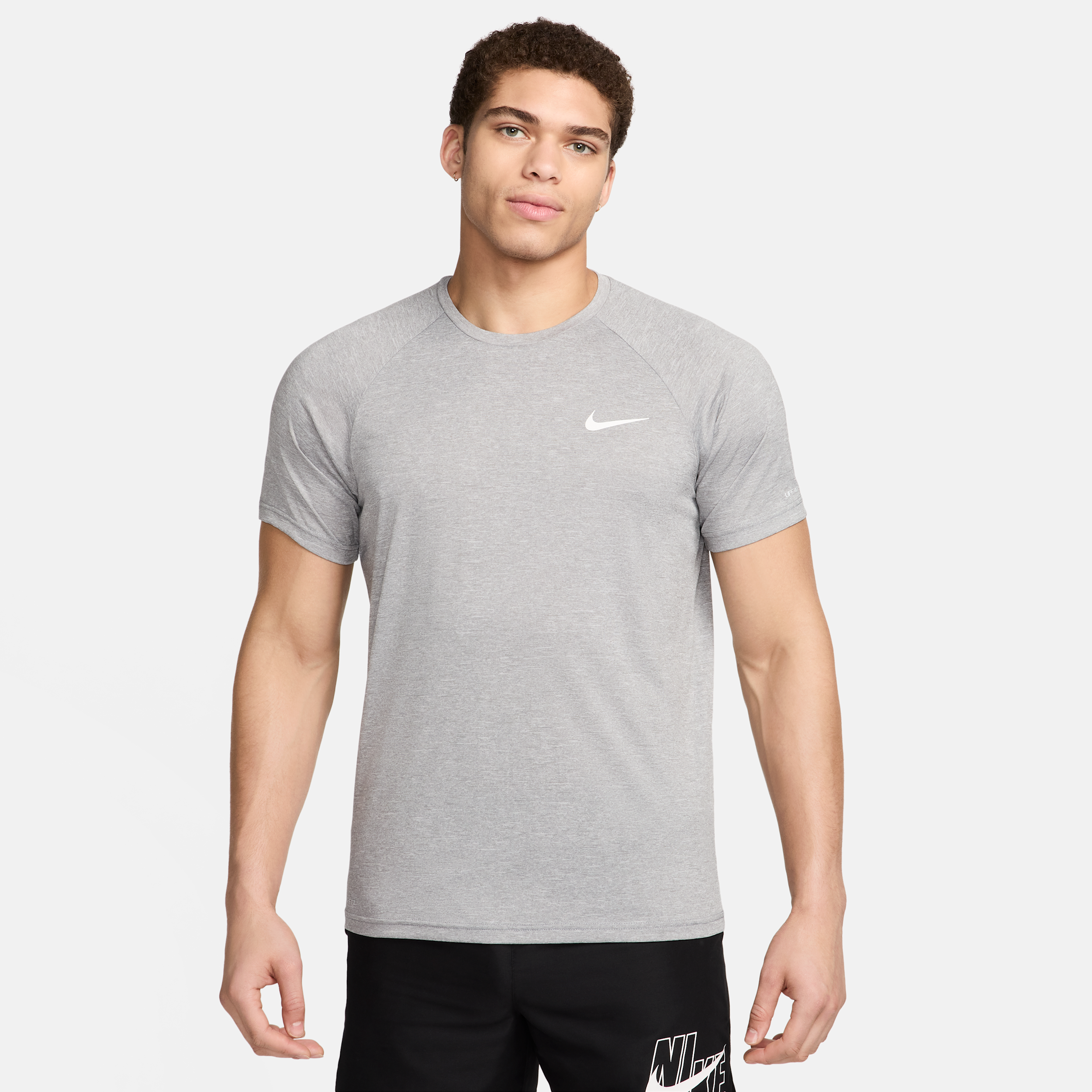 Nike Men's Swim Hydroguard Essential Dri-FIT UV Short Sleeve Top in Grey | NESSA589-090