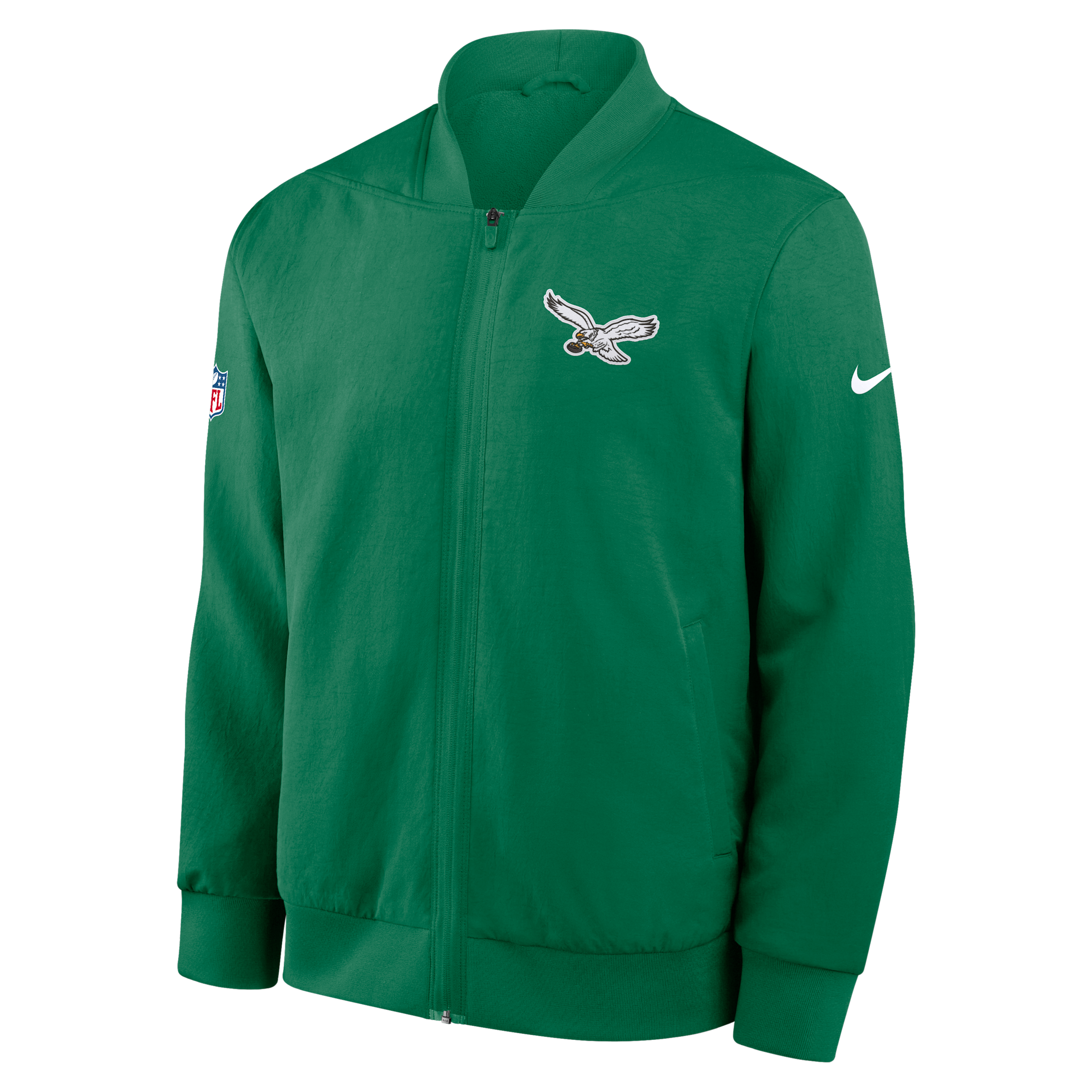 Nike Men's Kelly Green Philadelphia Eagles Sideline Powerful Blocking Full-Zip Dri-fit Bomber Jacket - Kelly Green