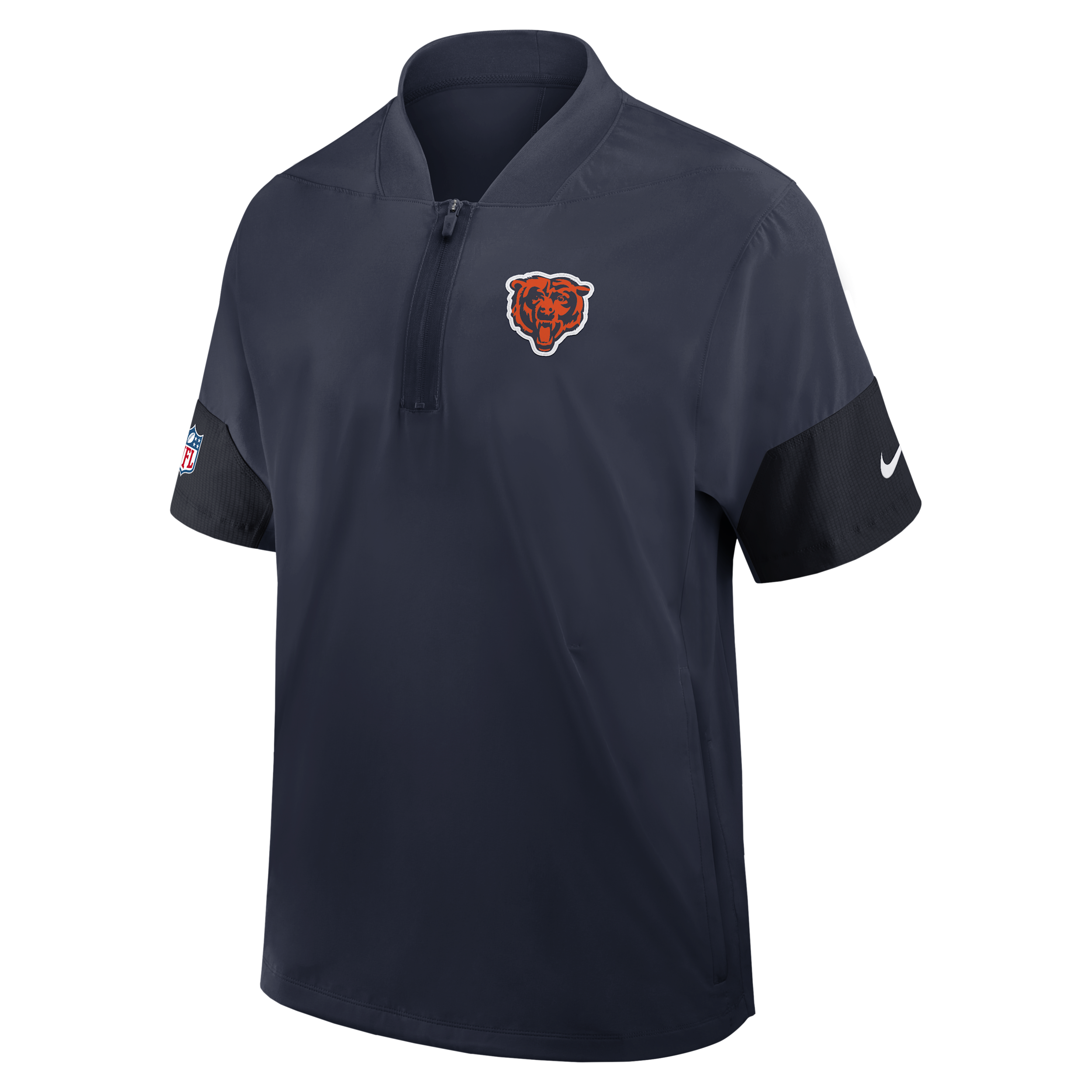Chicago Bears Sideline Coach Nike Men's NFL 1/2-Zip Short-Sleeve Jacket in Blue | 03BO0E077Q-2J5
