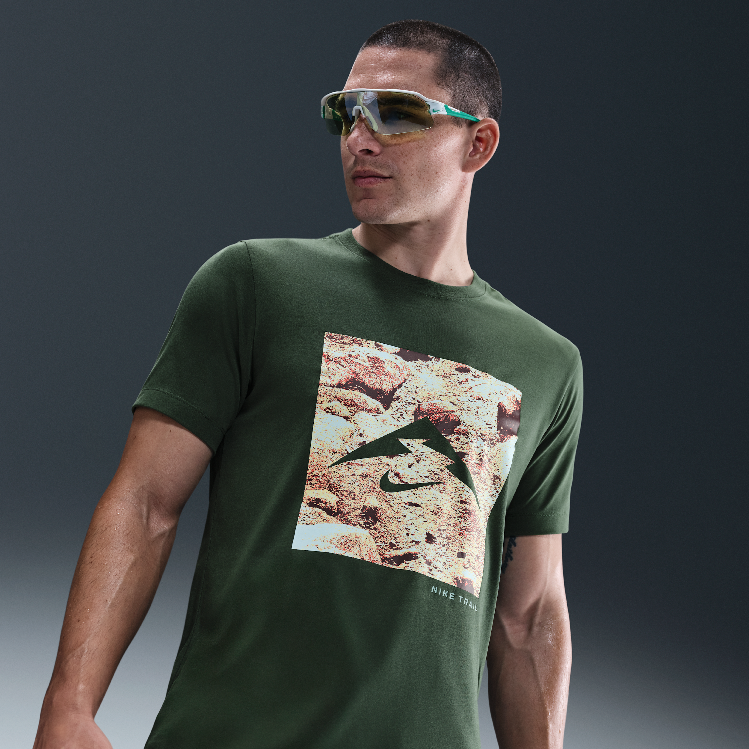 Nike Men's Dri-fit Trail Running T-shirt In Green