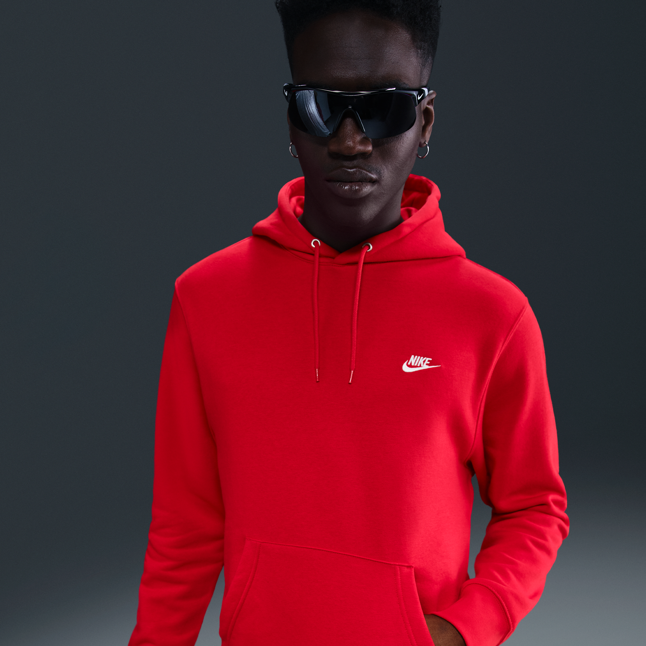 Nike Club Fleece Pullover Hoodie In Red