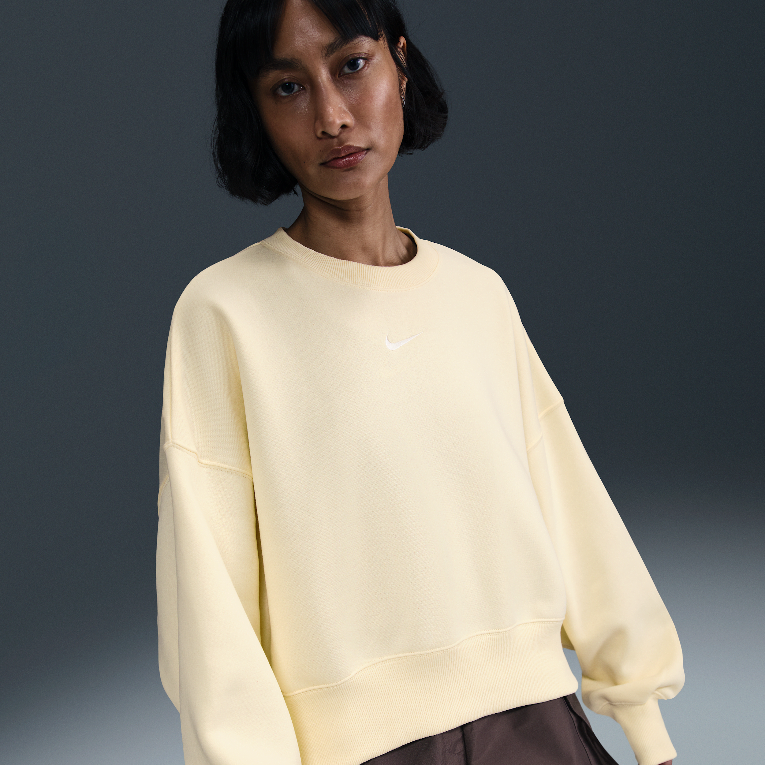 Nike Phoenix Fleece Crewneck Sweatshirt In Brown