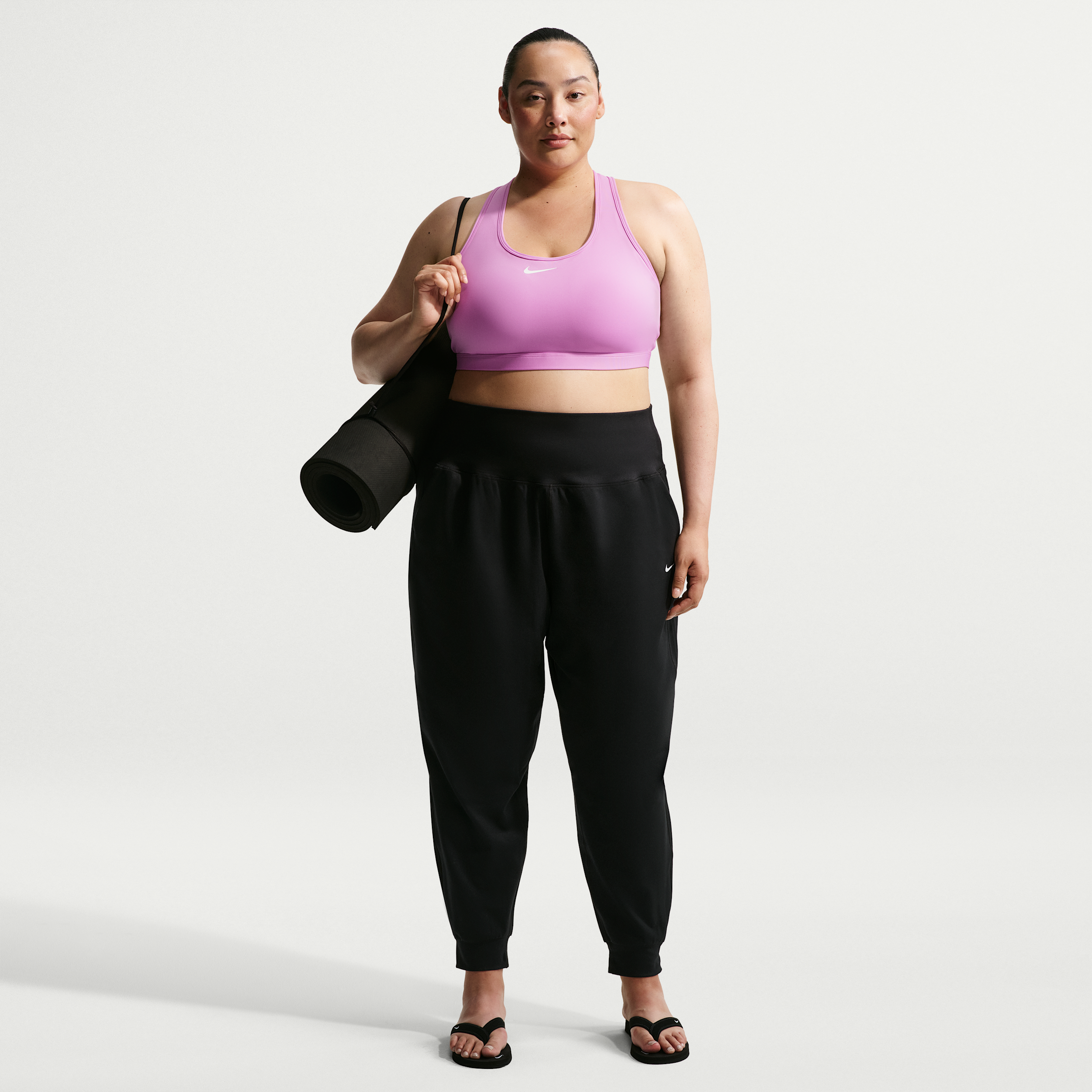 Nike Women's One High-Waisted Full-Length Knit Jogger Pants (Plus Size) in Black | IB9141-010