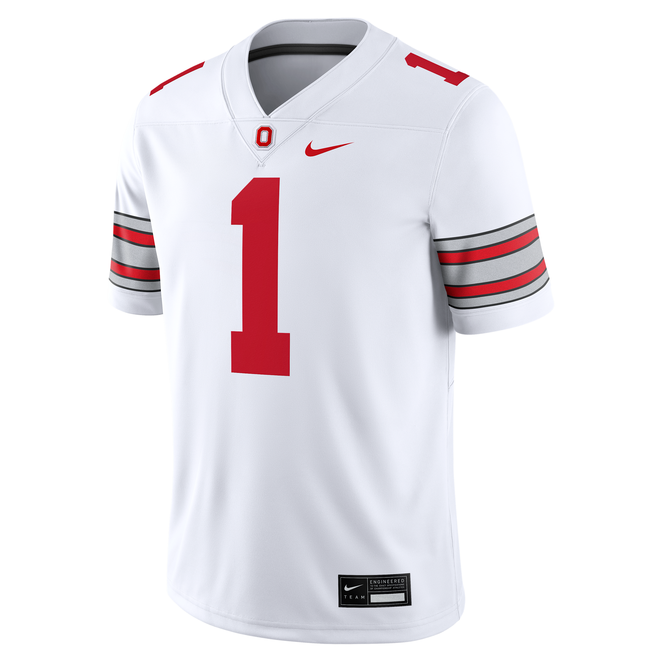 Nike Men's Ohio State Buckeyes 1 Road Game Screen-Printed Football Jersey - White
