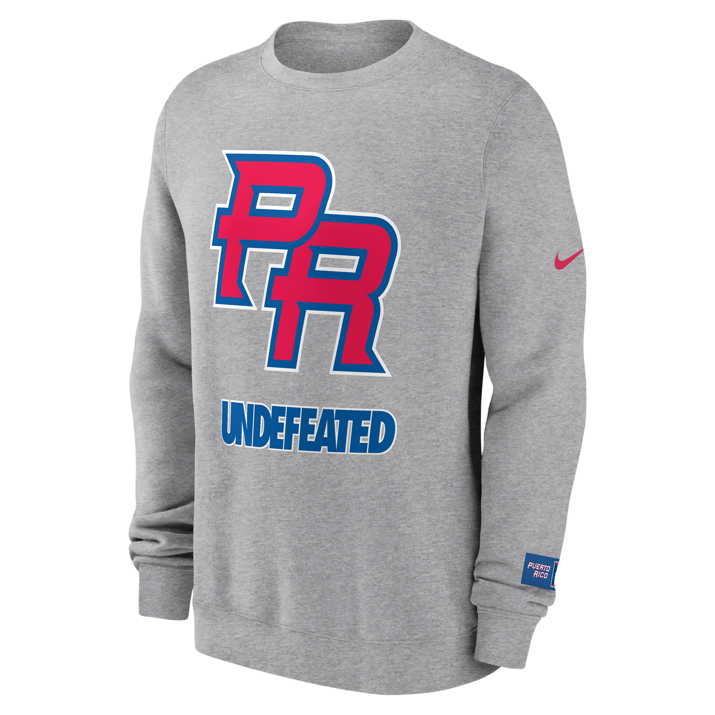 Puerto Rico National Baseball Team 2026 World Baseball Classic Complex Undefeated Nike Men's Pullover Crew in Grey | NKPV06GW8E-TNG