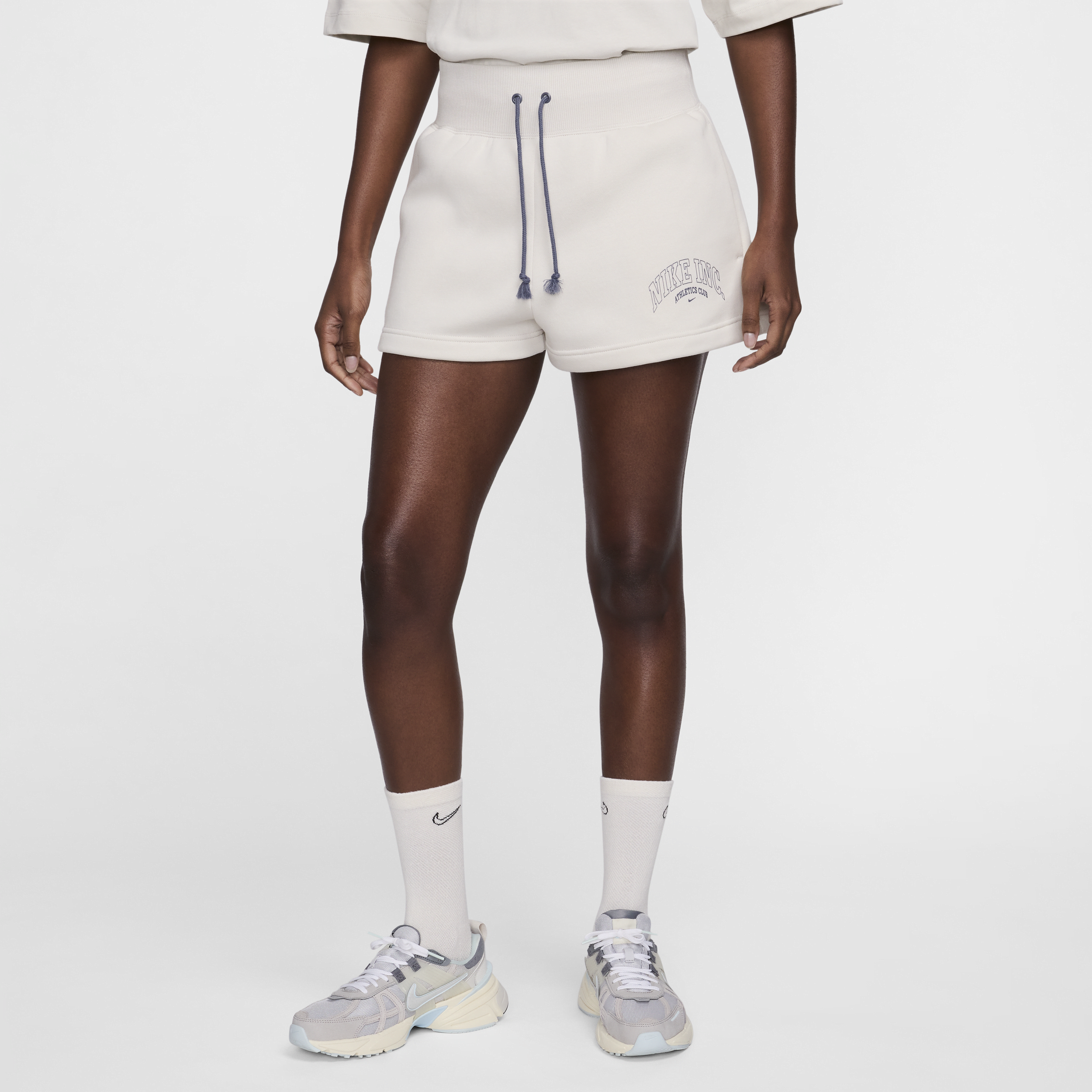 Shop Nike Women's  Sportswear Phoenix Fleece High-waisted Shorts In Grey