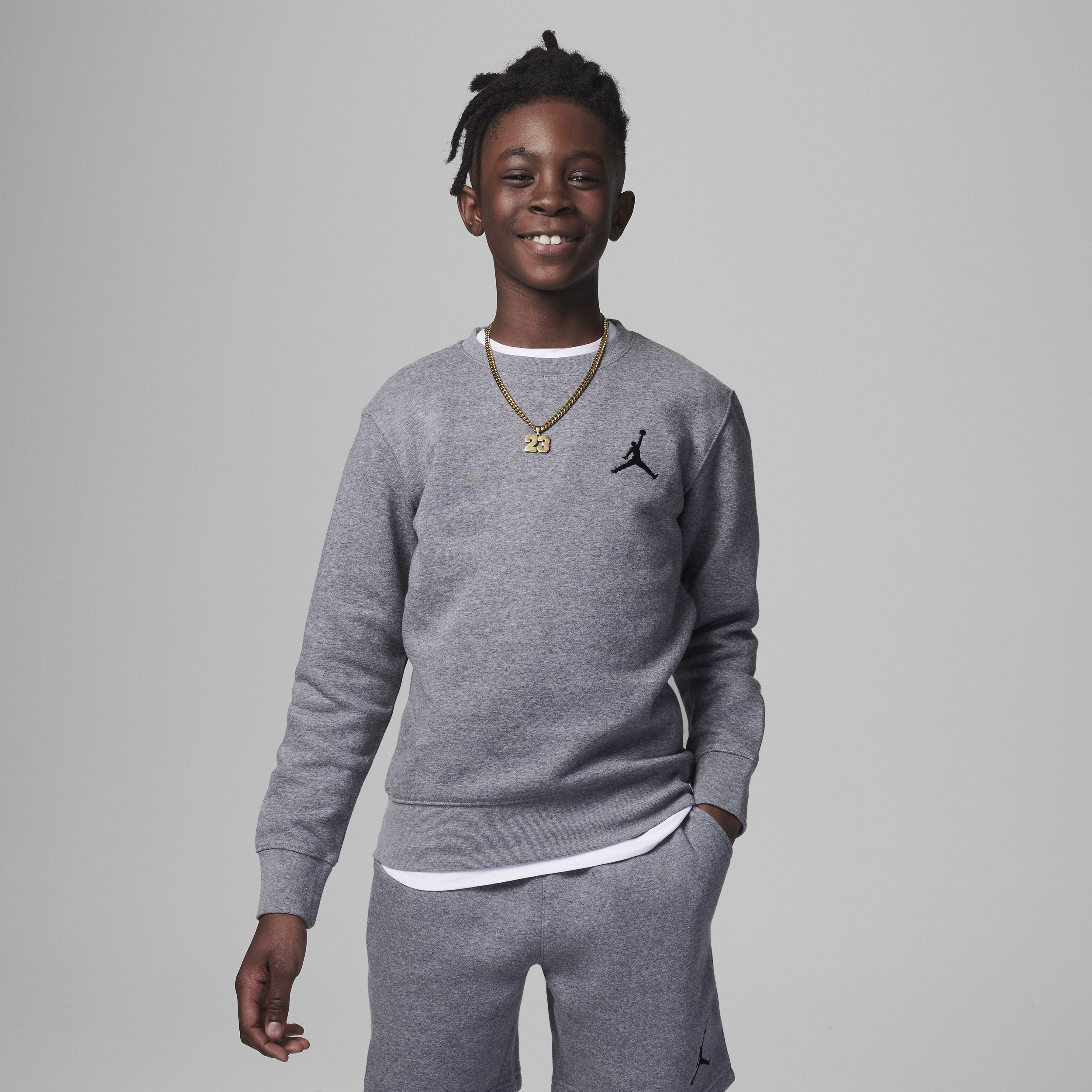 Jordan Mj Essentials Crew Big Kids Top In Grey