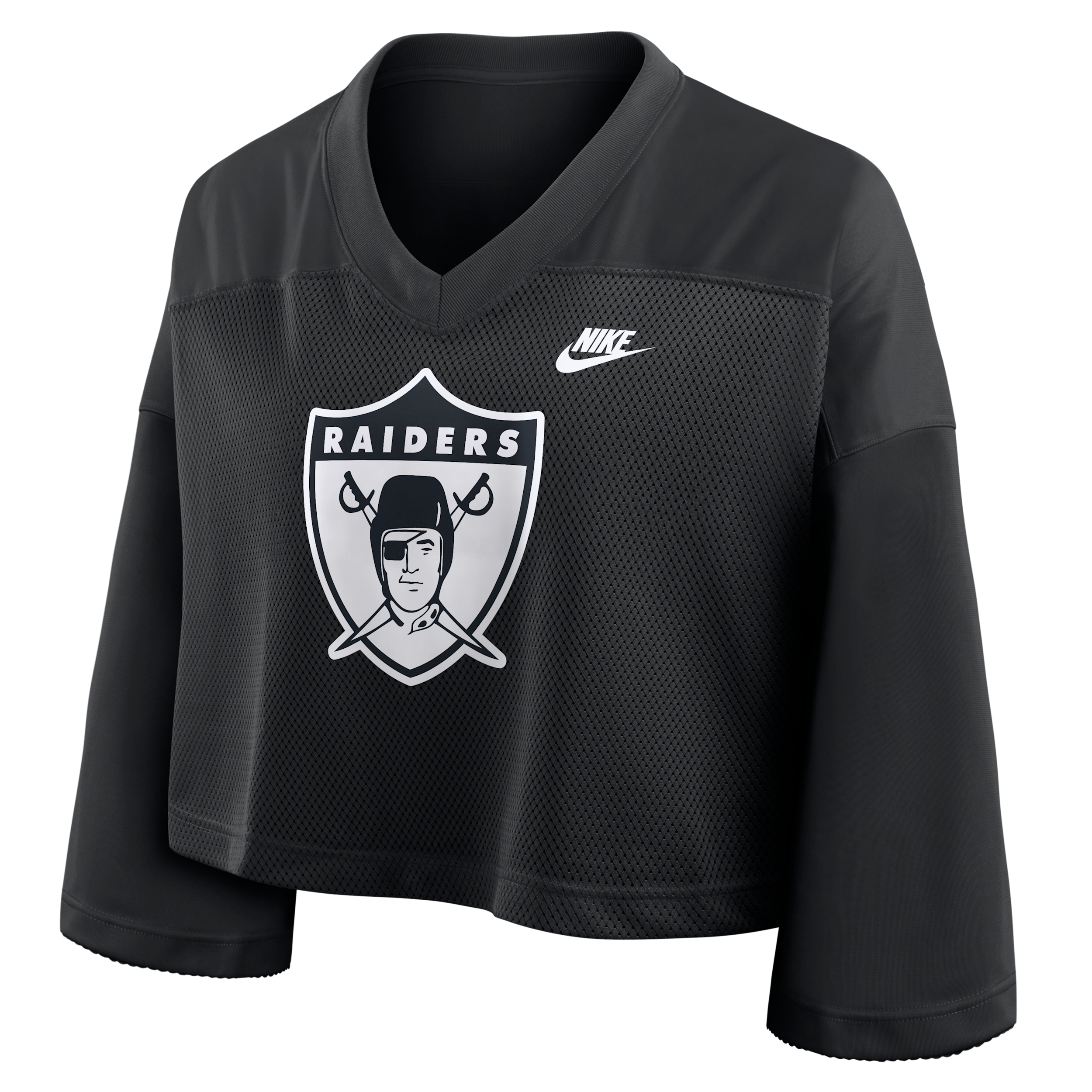 Las Vegas Raiders Rewind Fashion Nike Women's Dri-FIT NFL Cropped Jersey in Black | 03O300A8DV-7ZM