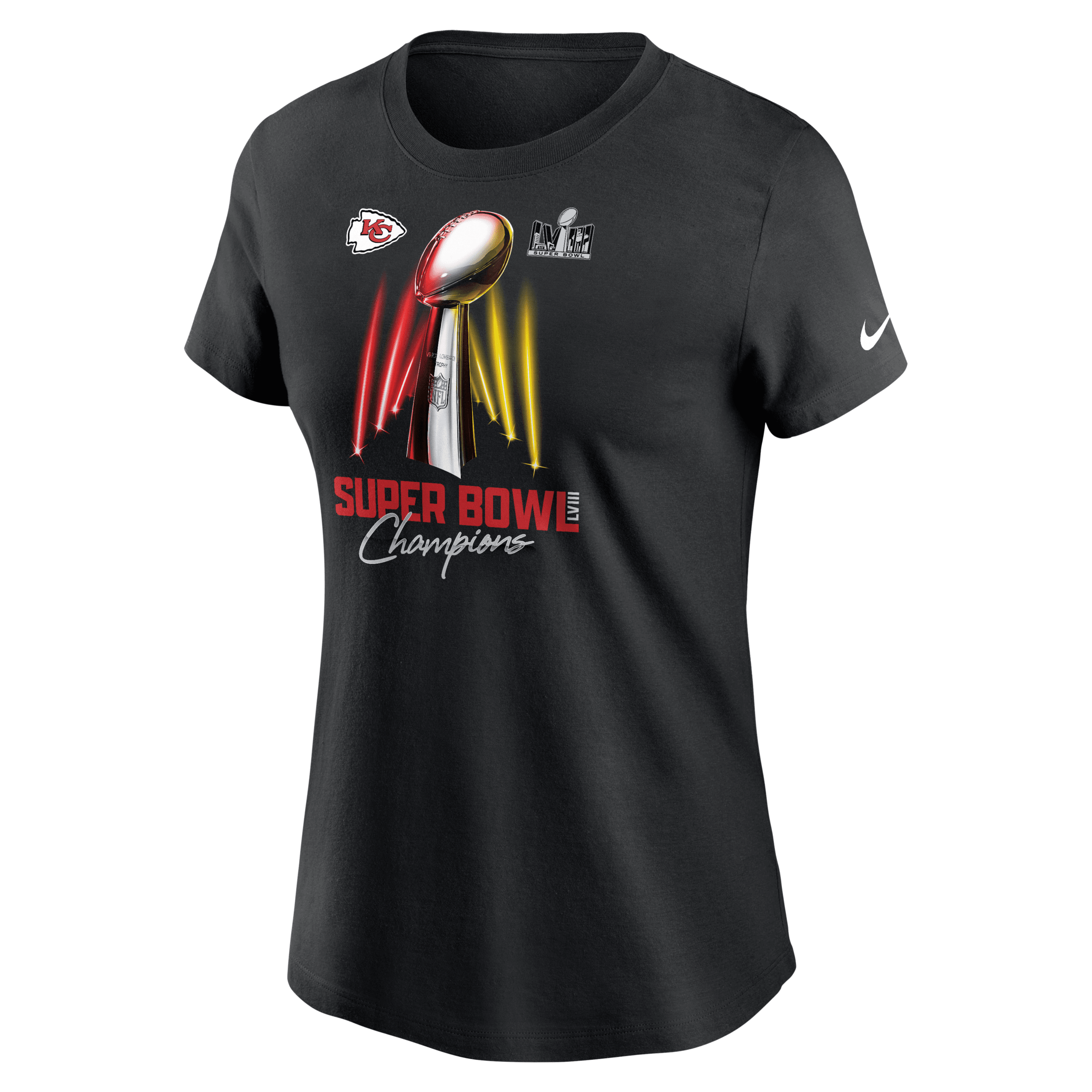 Nike Kansas City Chiefs Super Bowl Lviii Champions Lombardi Trophy  Women's Nfl T-shirt In Black