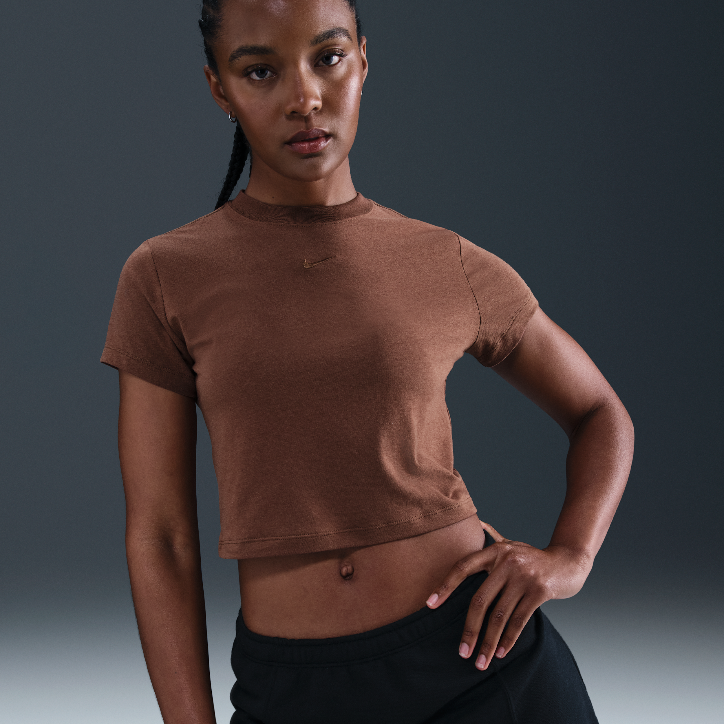 Nike Women's  Sportswear Chill Knit Cropped T-shirt In Brown