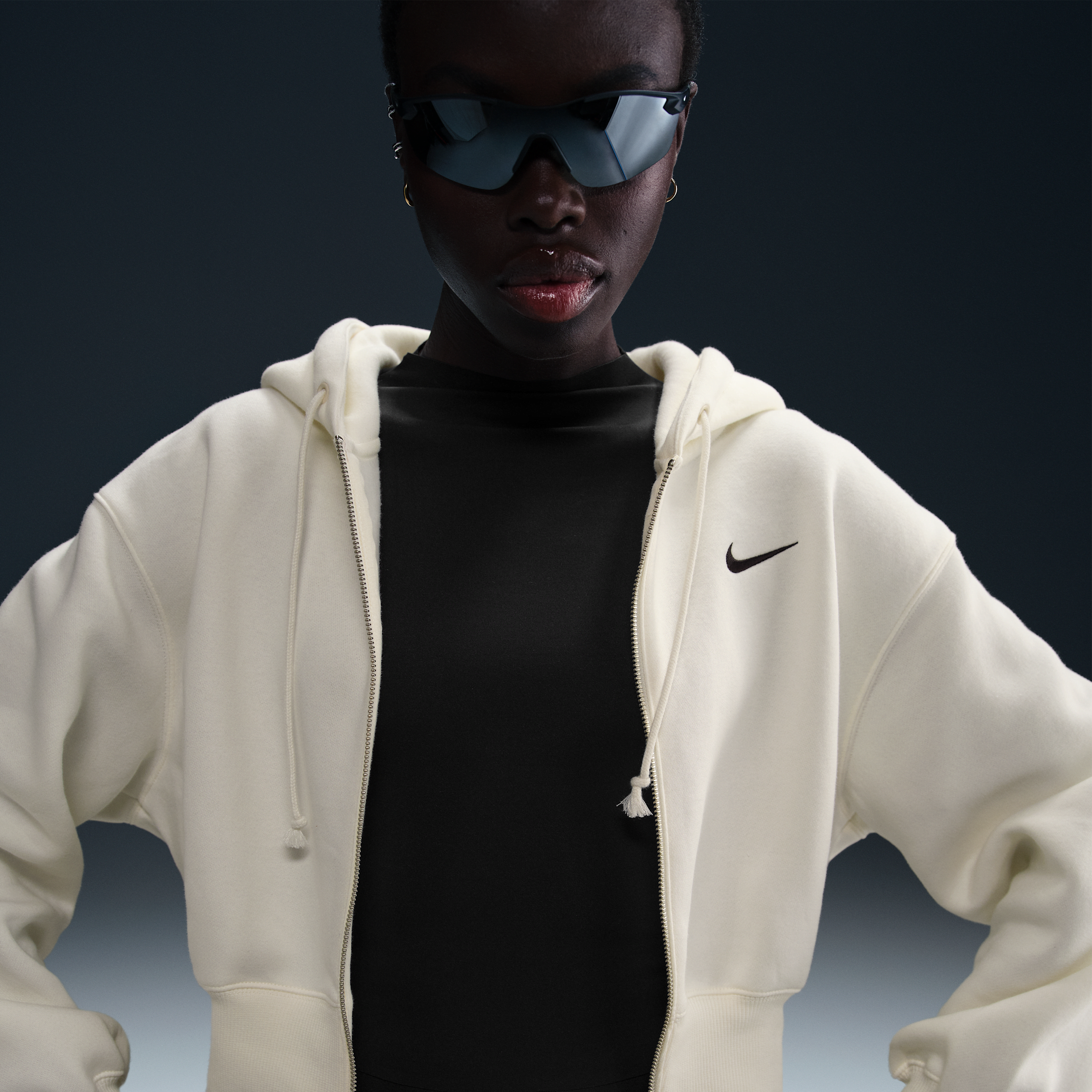 Nike Sportswear Phoenix Fleece Crop Hoodie In White