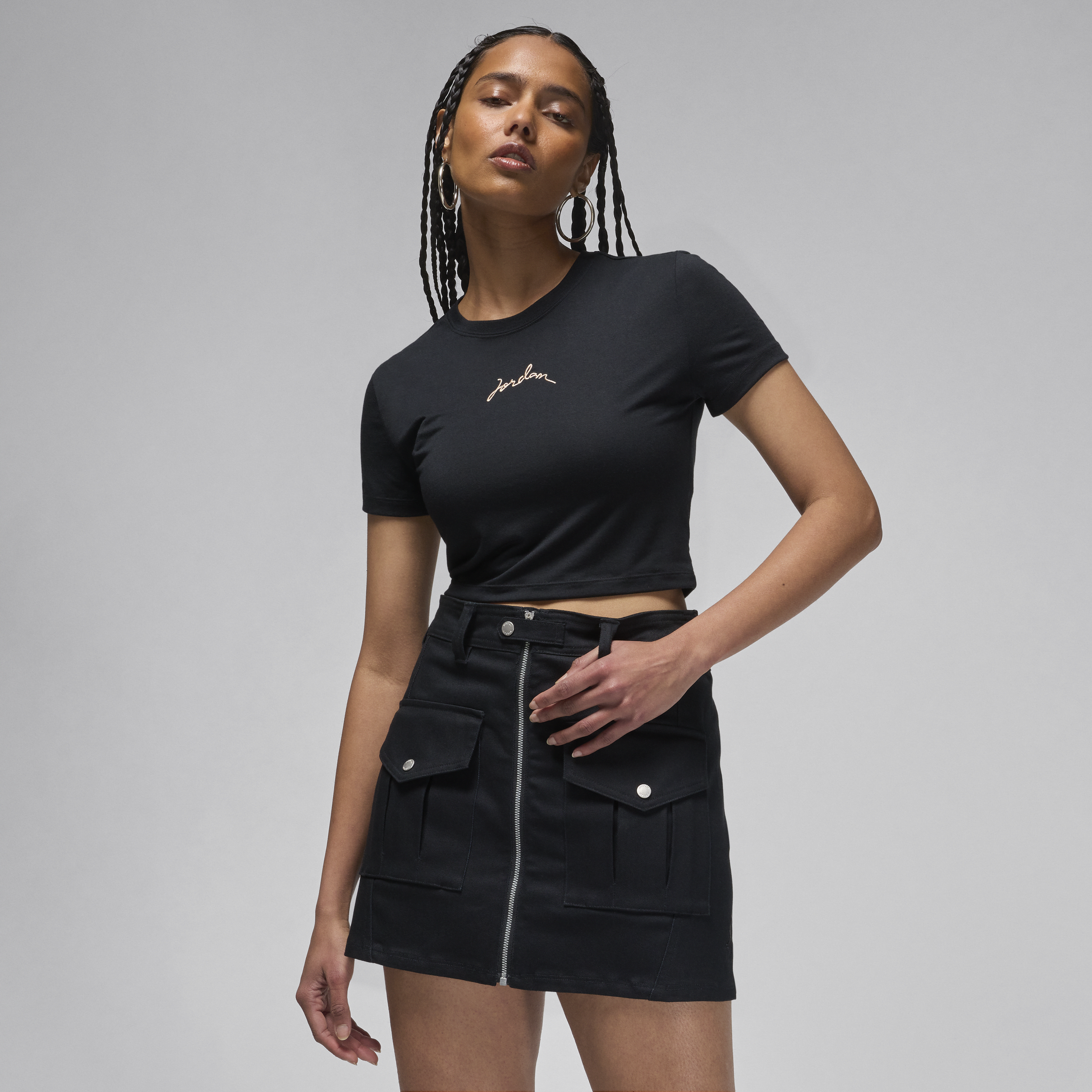 Shop Jordan Women's  Slim Cropped T-shirt In Black