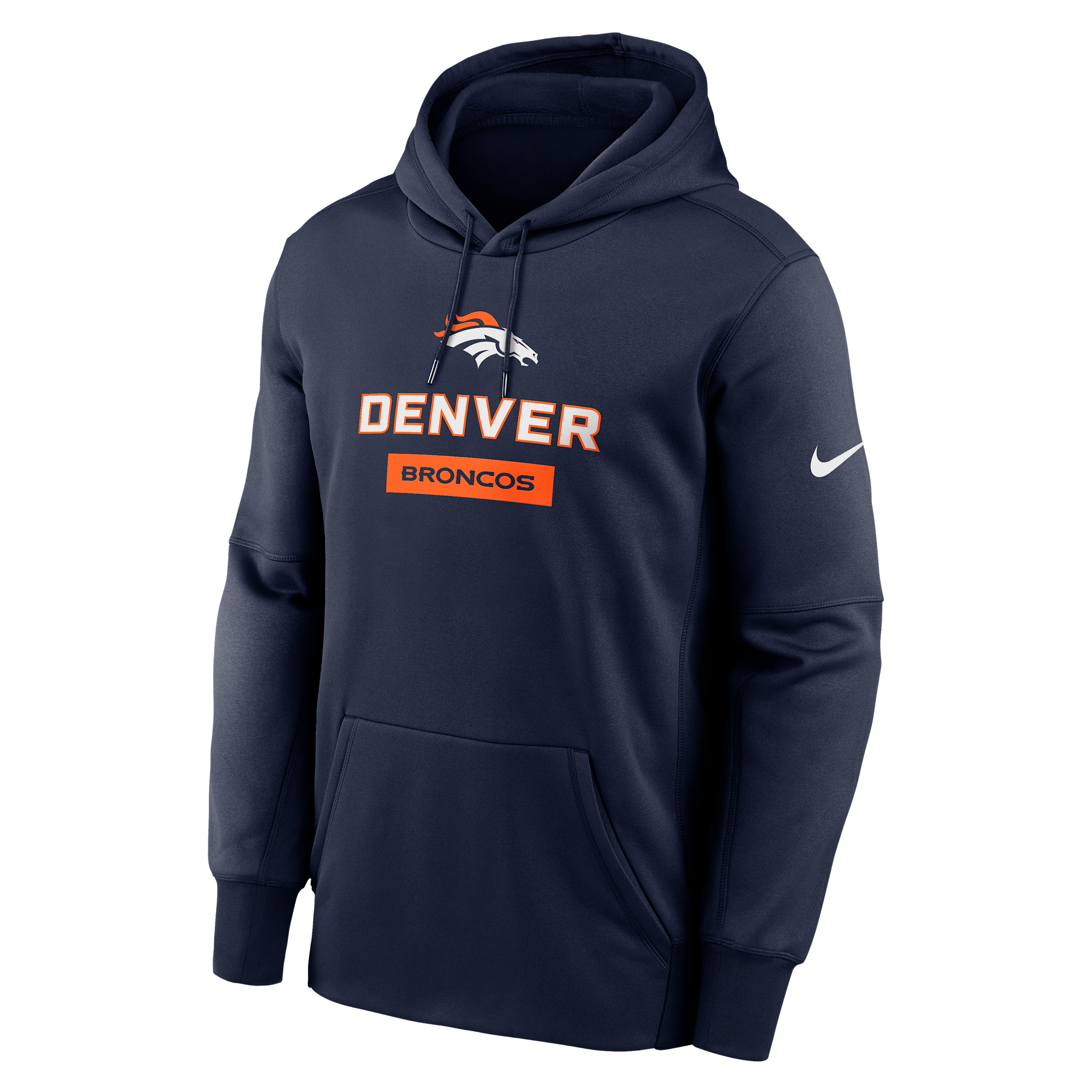 Nike Navy Denver Broncos Toss Sweep Performance Pullover Hoodie In Blue