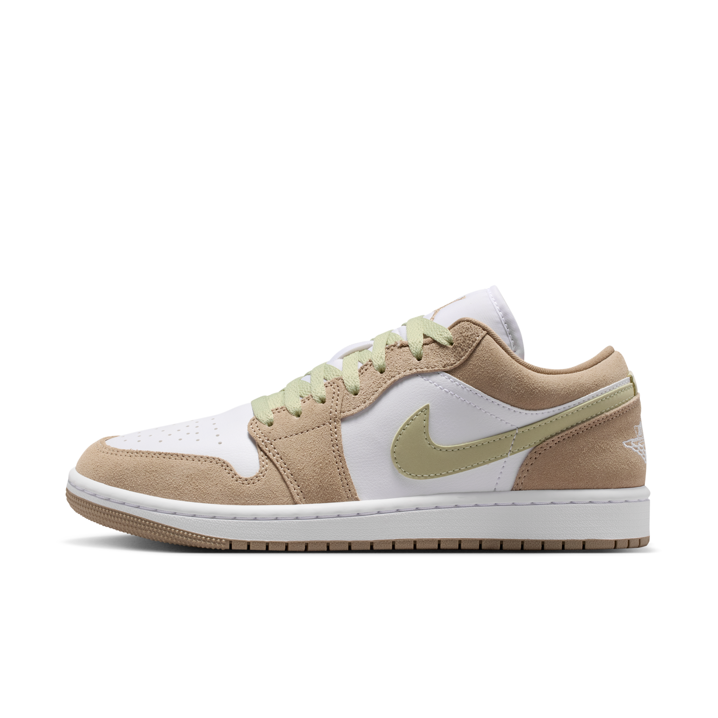 Jordan Women's Air Retro 1 Low Casual Shoes in Khaki/Olive Aura/Sail Size: 5.0