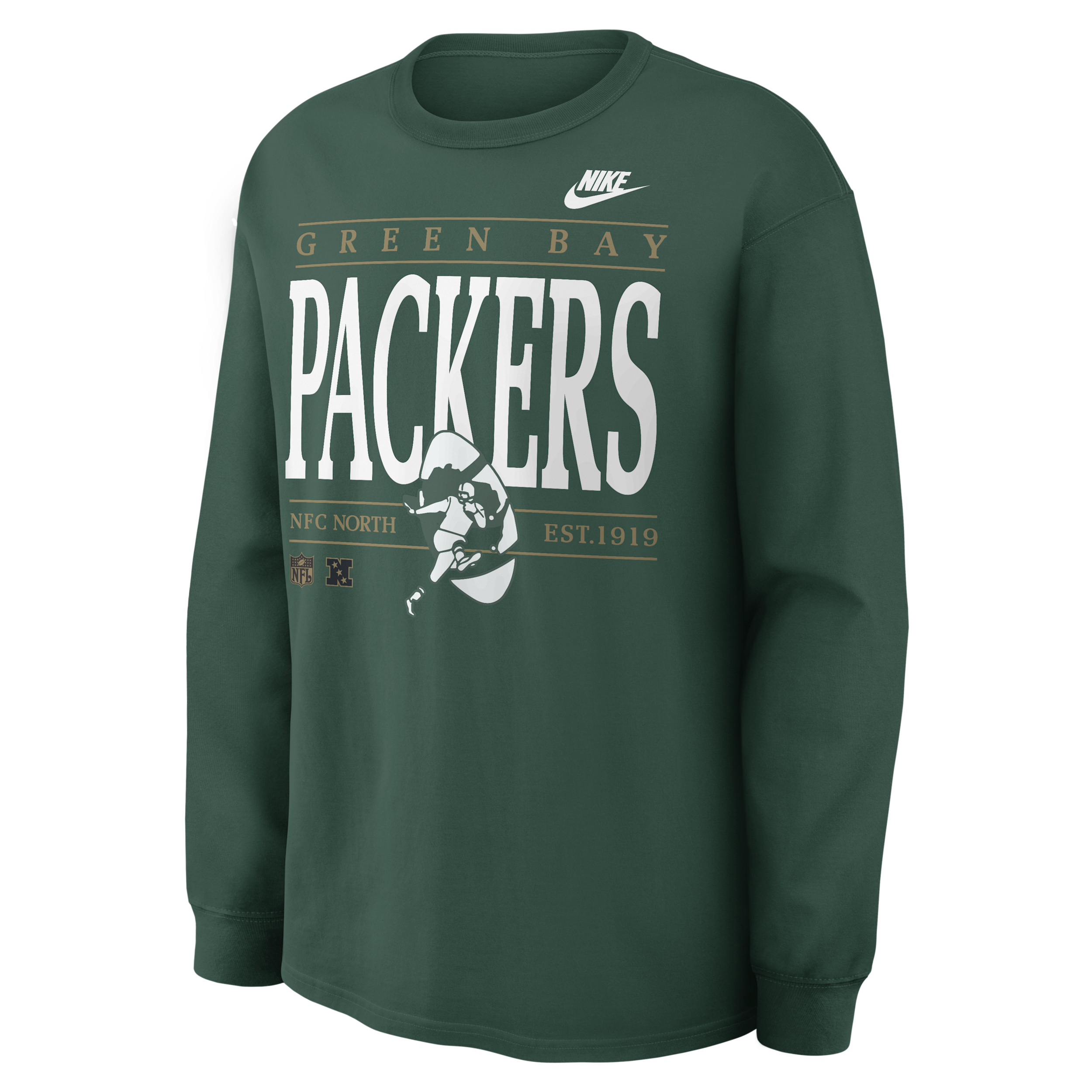 Green Bay Packers Rewind Max90 Nike Men's NFL Long-Sleeve T-Shirt in Green | 04T93EE7TV-SD5
