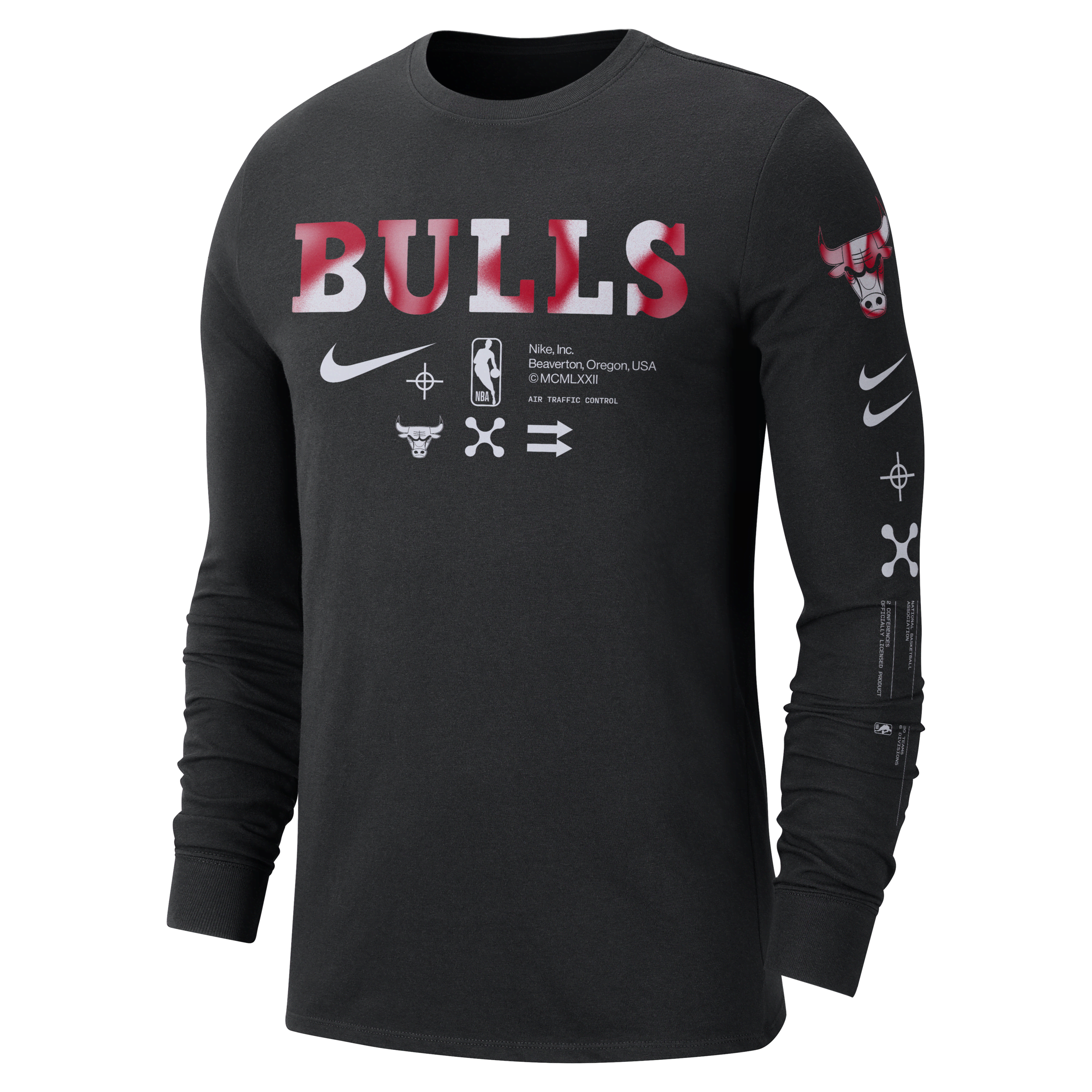 Men's Chicago Bulls Nike Black Essential Air Traffic Control Long Sleeve T- Shirt