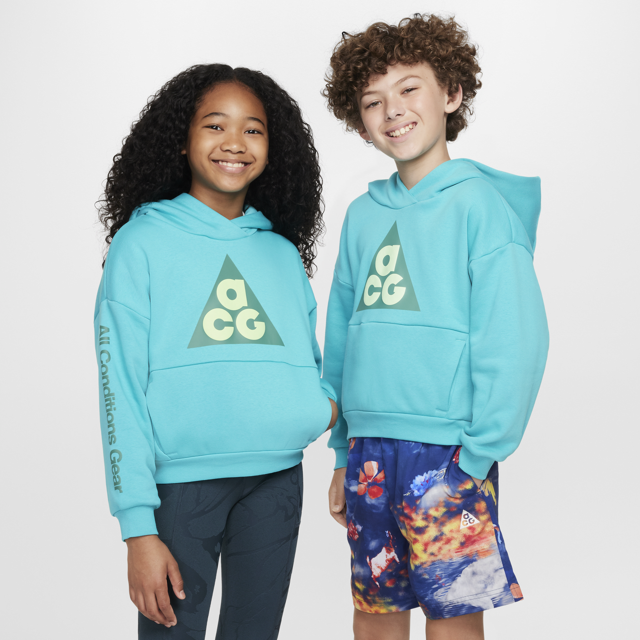 Nike Acg Icon Fleece Big Kids' Pullover Hoodie In Green