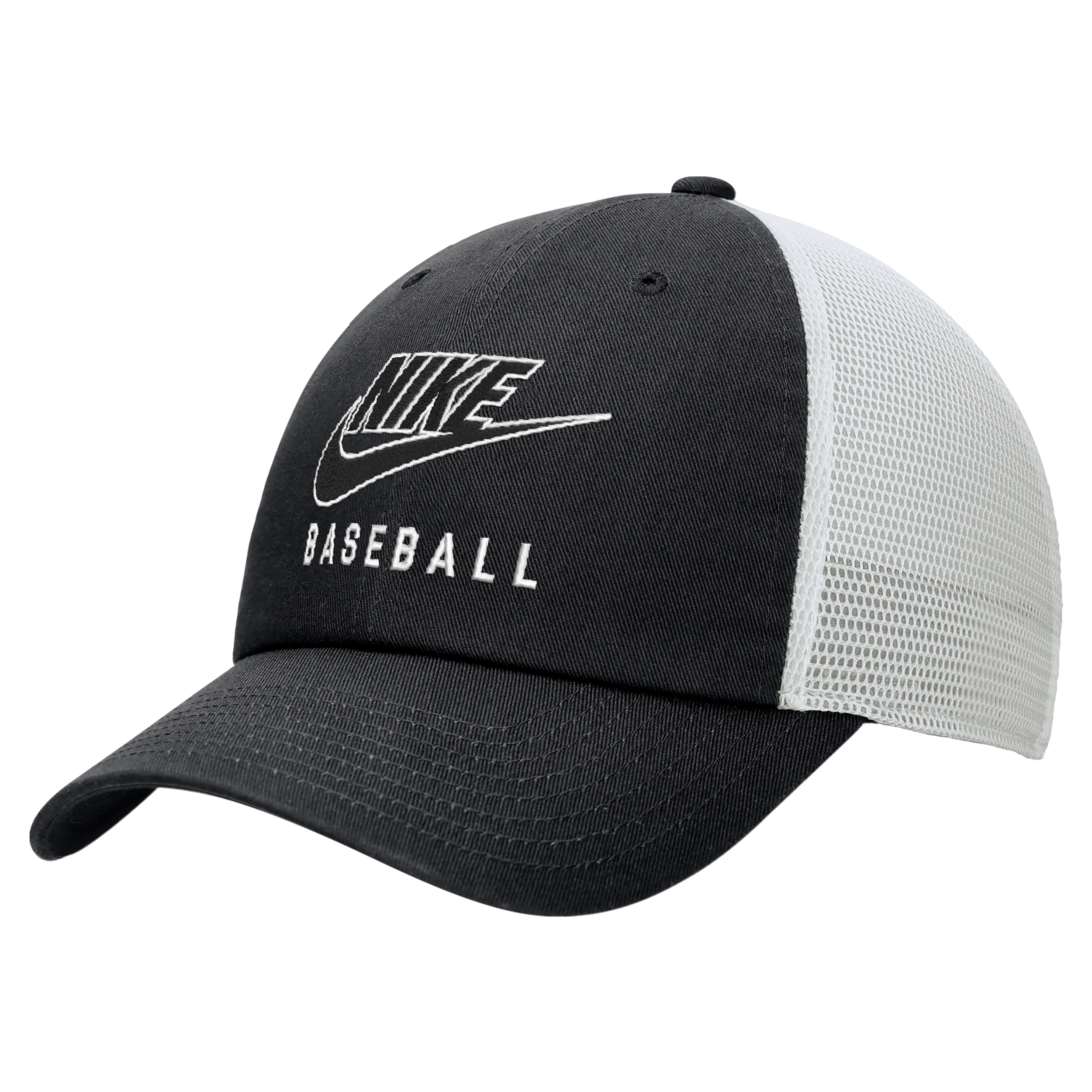 Shop Nike Unisex Club Unstructured Baseball Swoosh Trucker Cap In Black