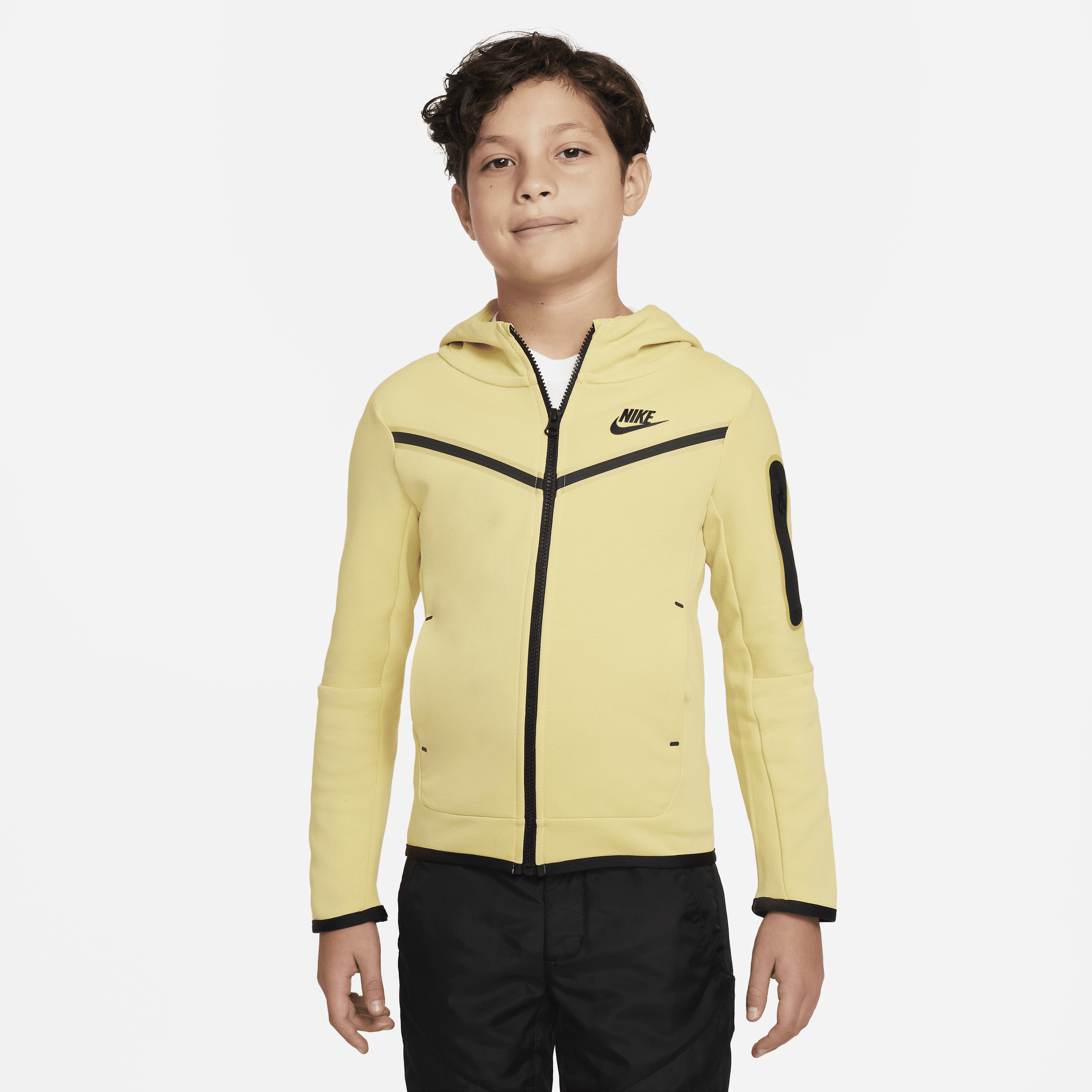 Nike Sportswear Tech Fleece Big Kids' (boys') Full-zip Hoodie In Yellow