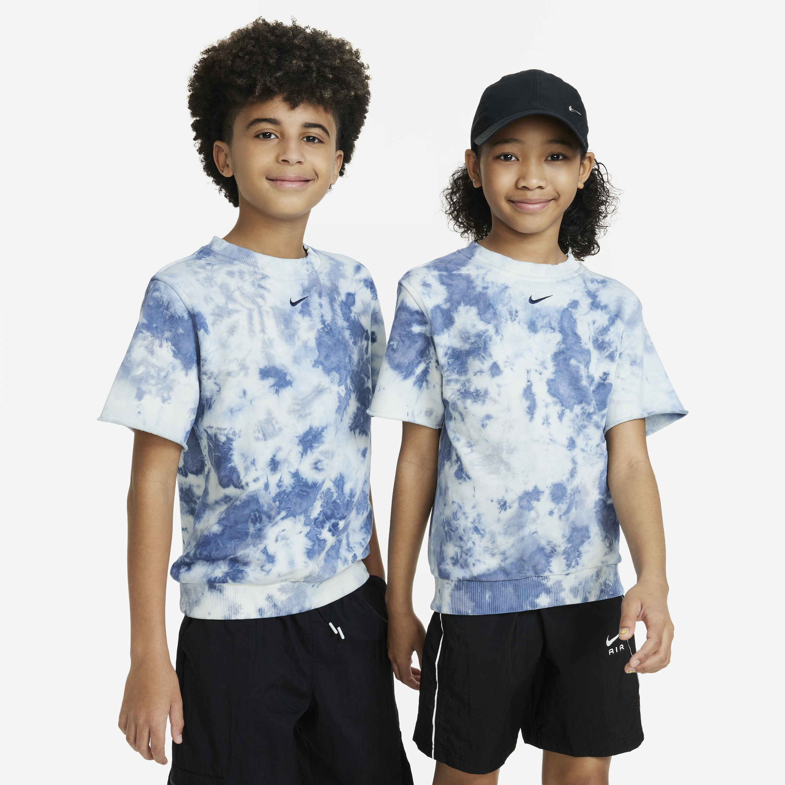 Nike Sportswear Club Fleece Big Kids' French Terry Short-sleeve Sweatshirt In Blue
