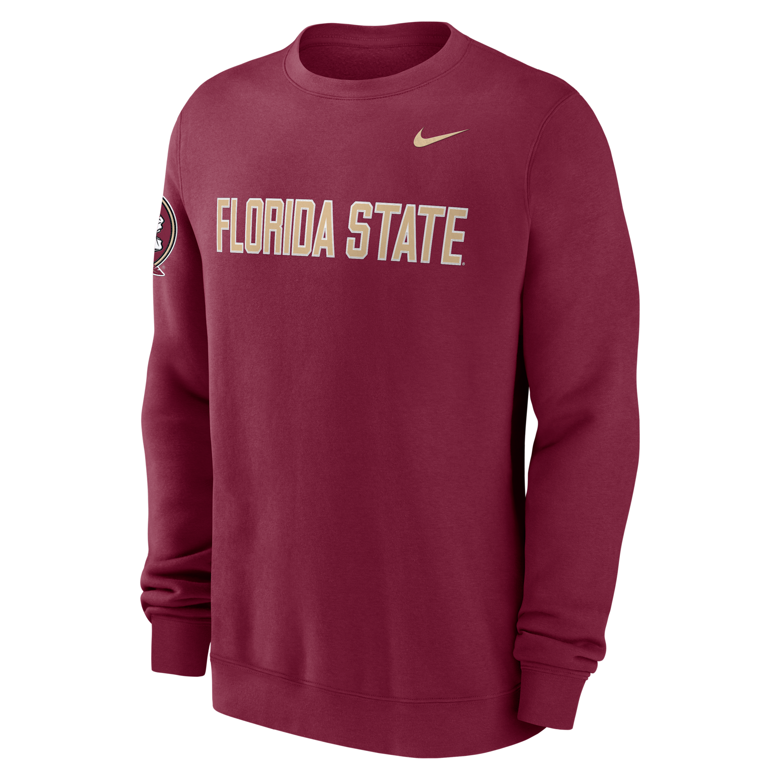 Nike Men's Florida State Seminoles Team Maroon Fleece Club Crewneck Sweatshirt, XXL, Red