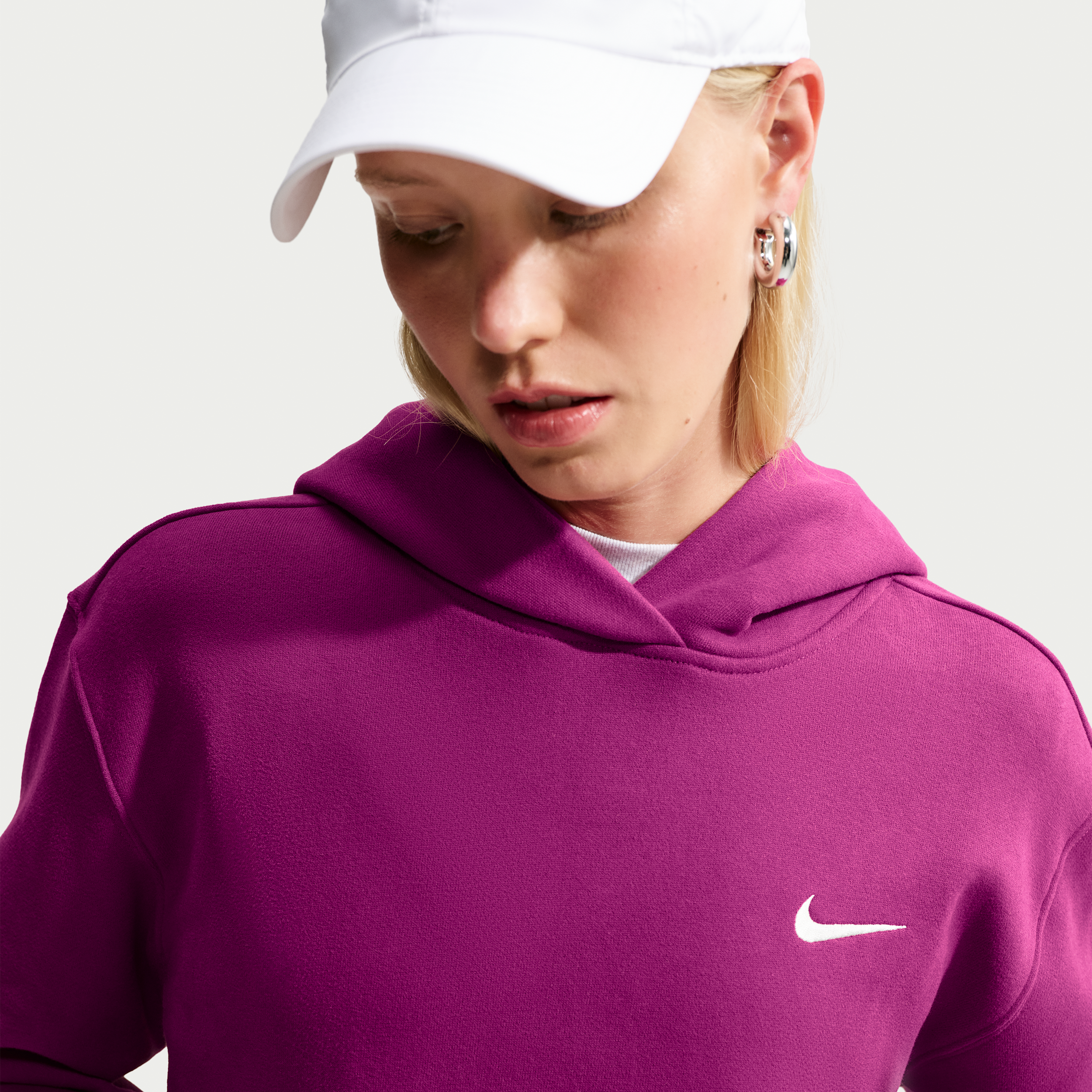 Nike Women's Studio Fleece Medium Weight Pullover Hoodie in Red | IR8301-630