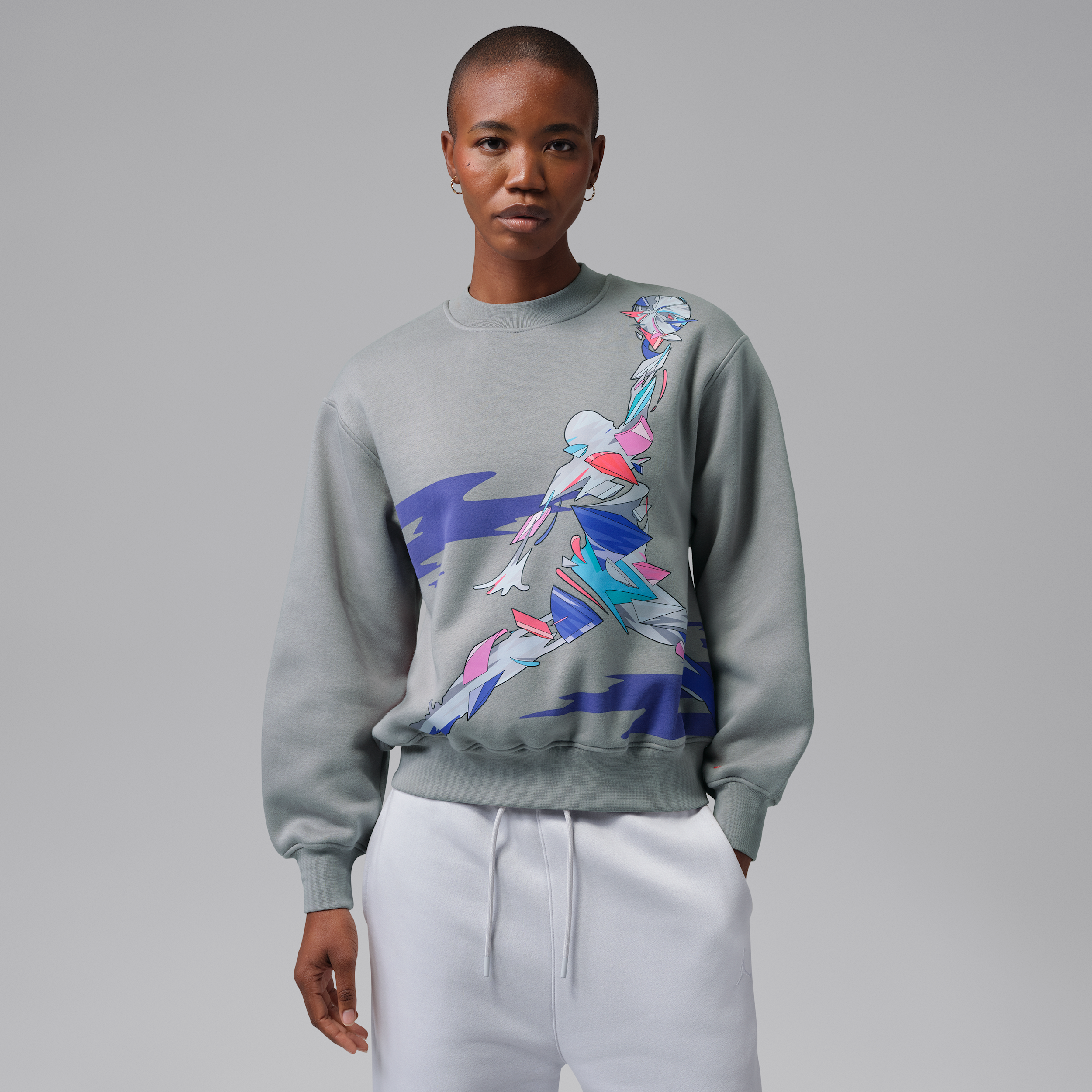 Jordan Women's Brooklyn Graphic Crew-neck Sweatshirt In Gray