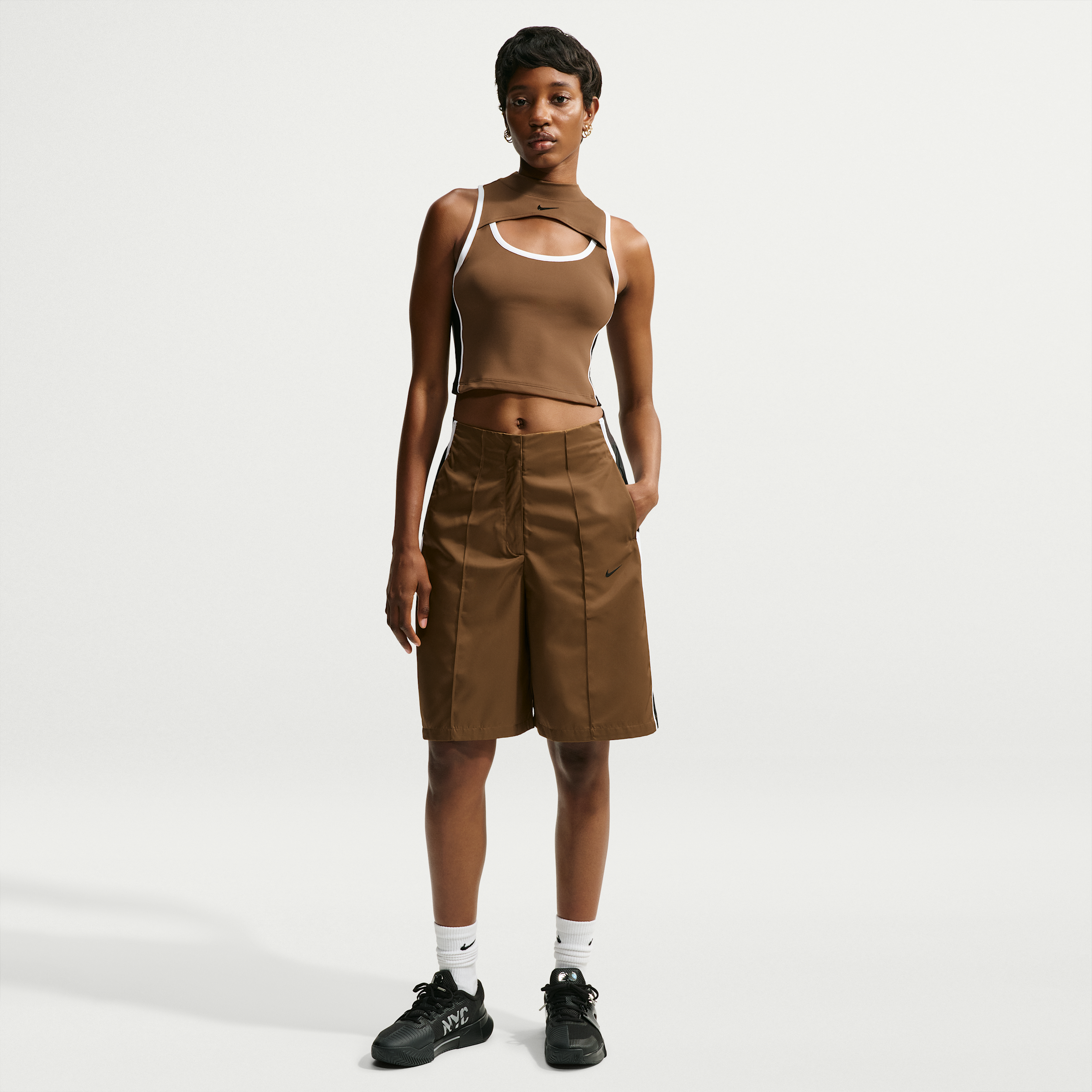Nike Women's Naomi Osaka Loose Mid-Rise Shorts in Brown | IO5811-235
