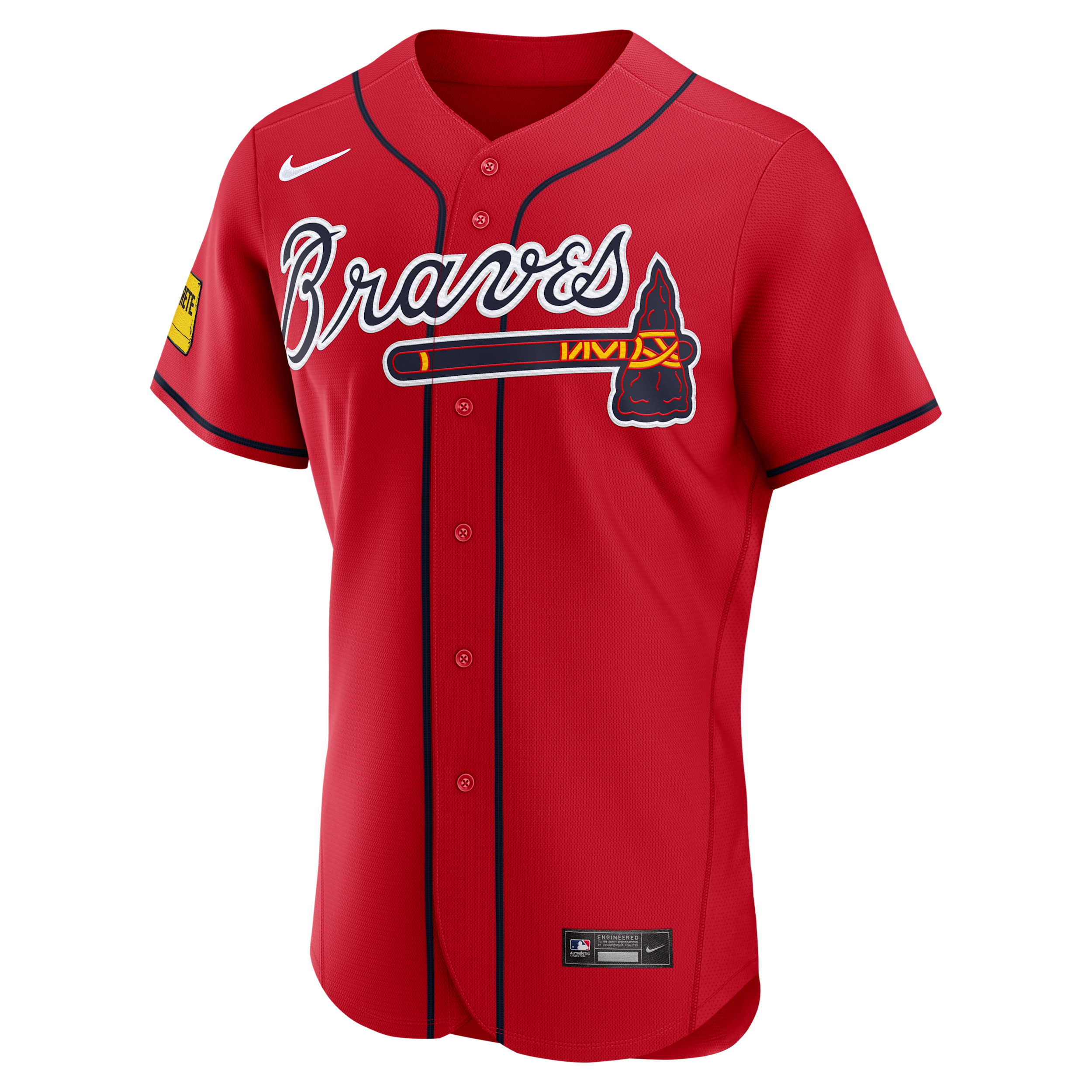 Nike Men's Ronald Acuna Jr. Red Atlanta Braves Alternate Authentic Sponsor Patch Jersey - Red