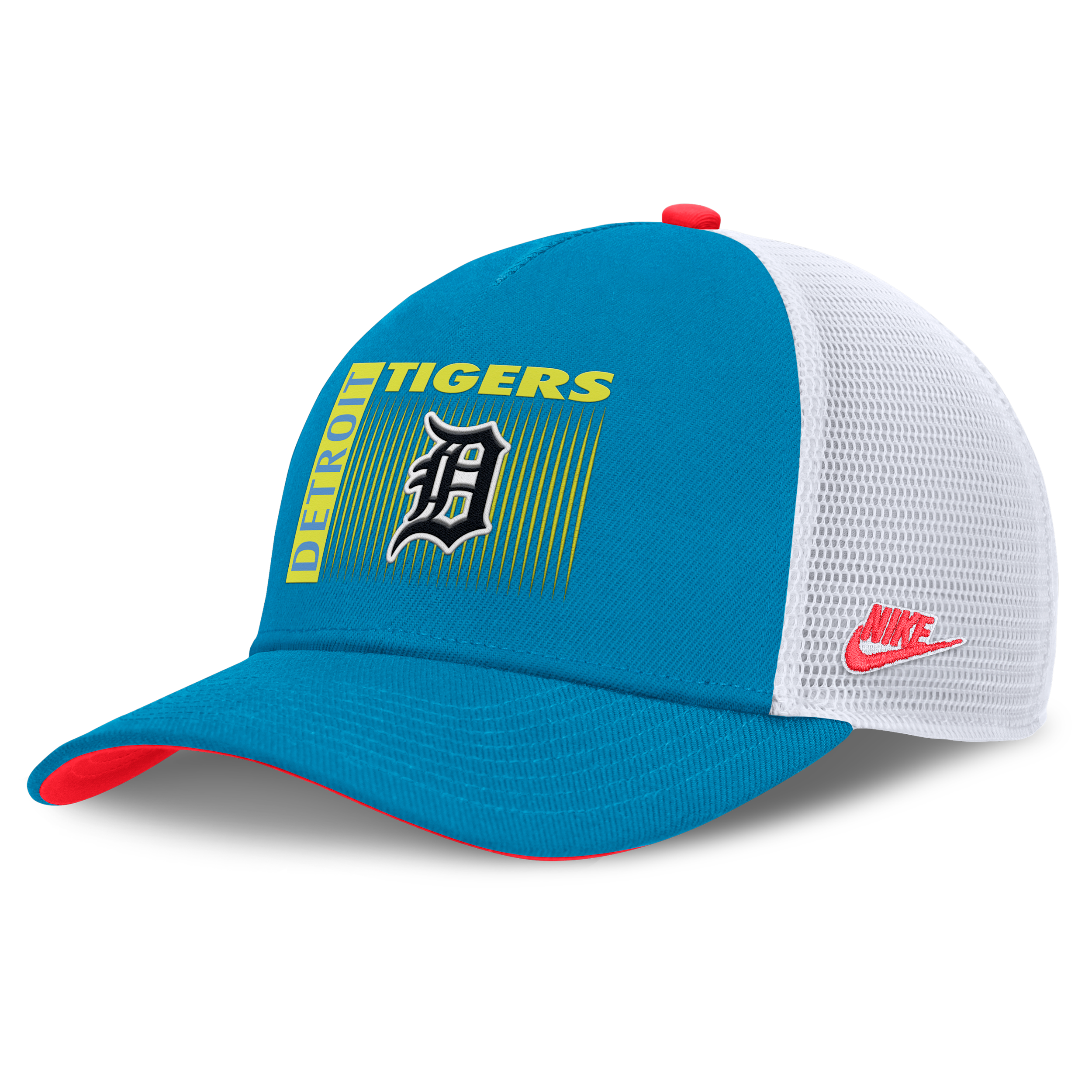 Nike Teal Detroit Tigers Neon 90s Rise Structured Performance Adjustable Trucker Hat In Blue