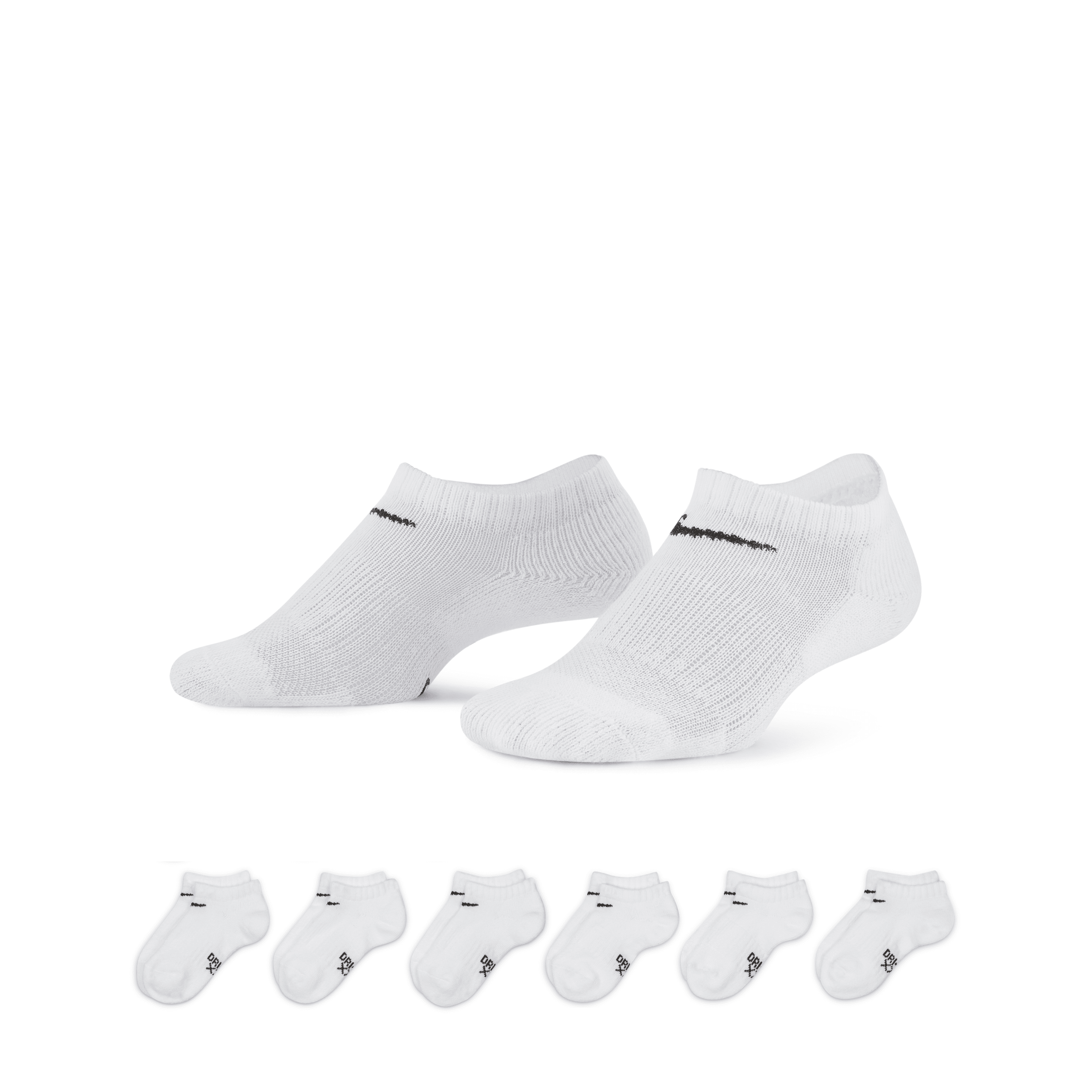 Nike Dri-fit Performance Basics Big Kids' No-show Socks (6 Pairs) In White