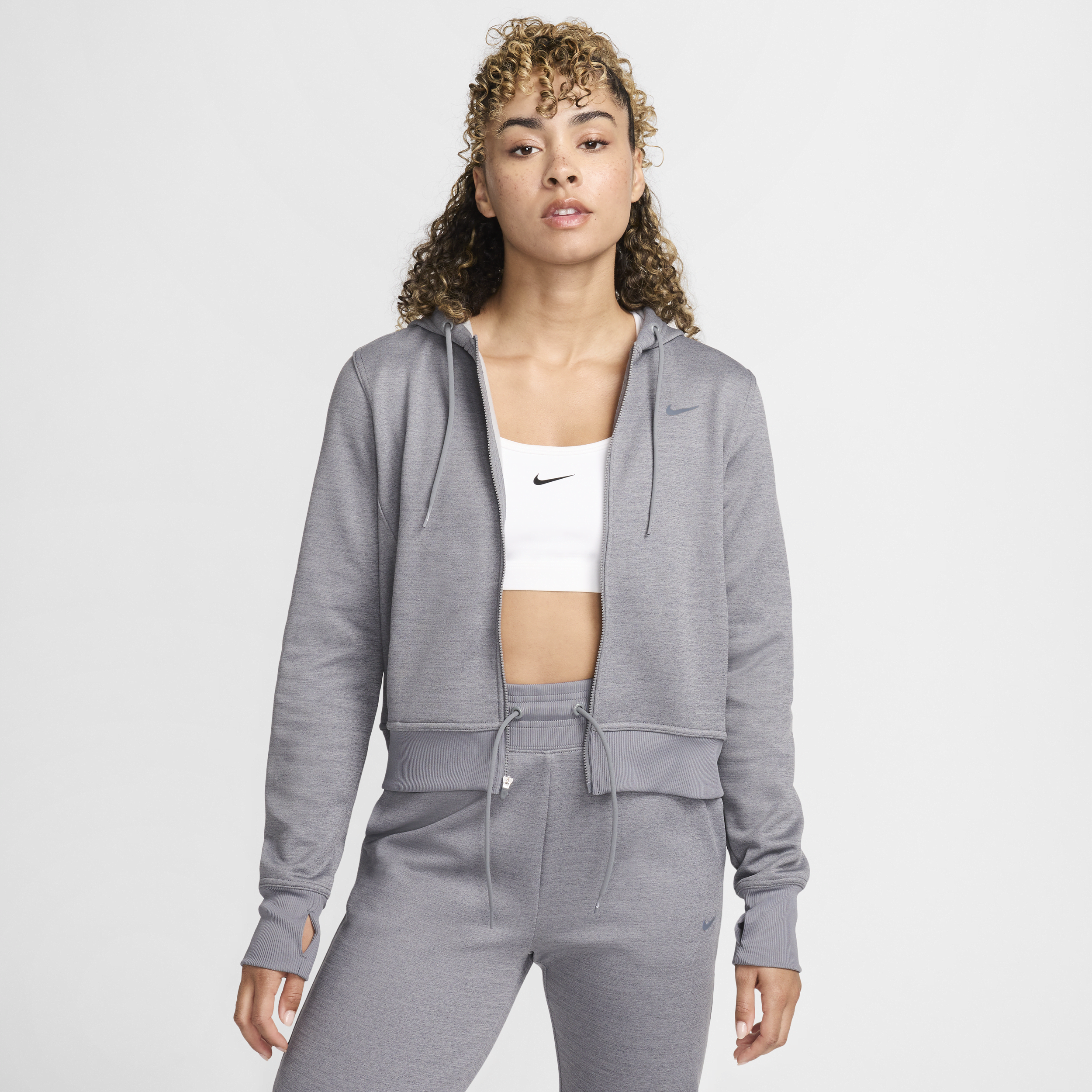 Nike Women's Therma-fit One Full-zip Hoodie In Grey