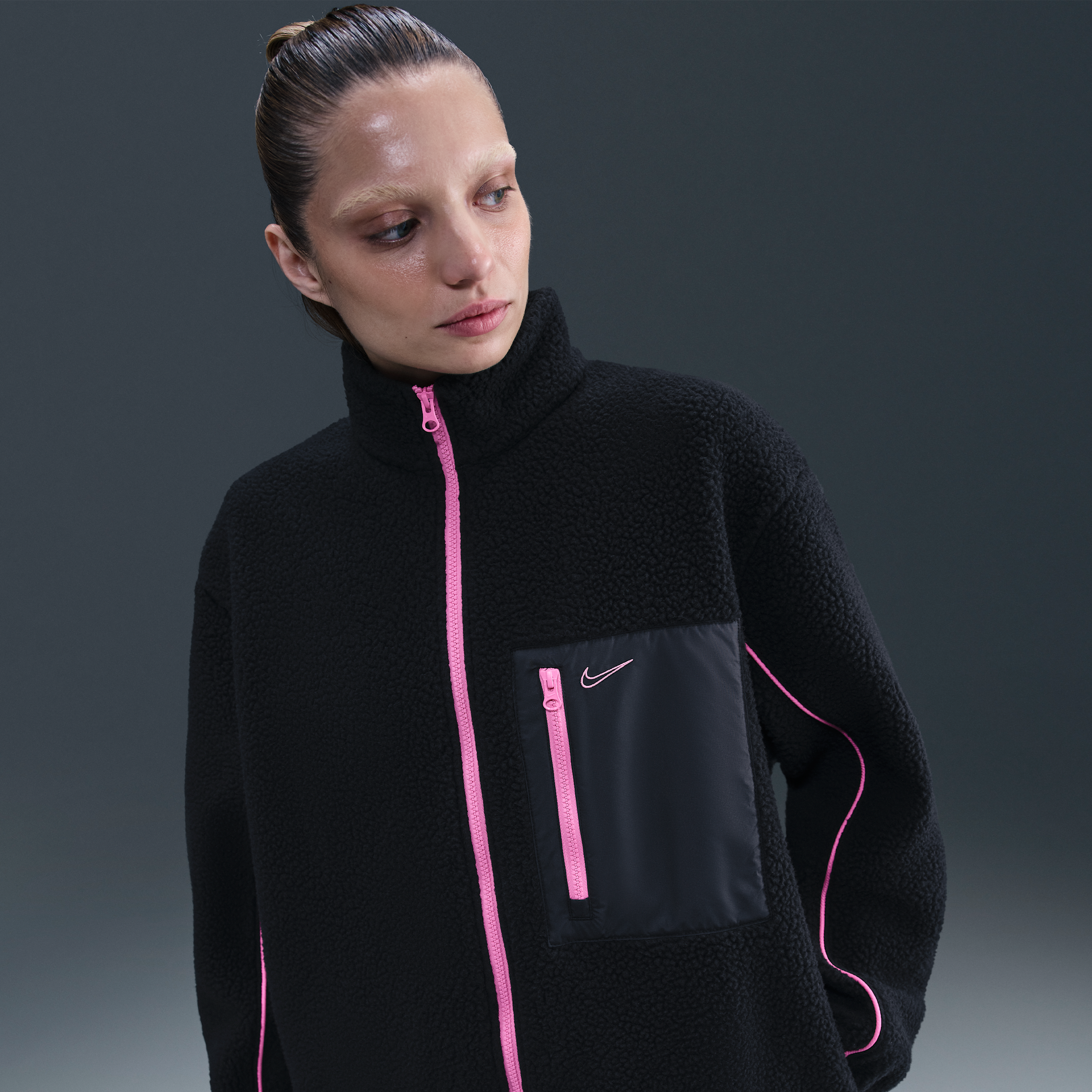 Nike Women's  Sportswear Full-zip High-pile Fleece Jacket In Black