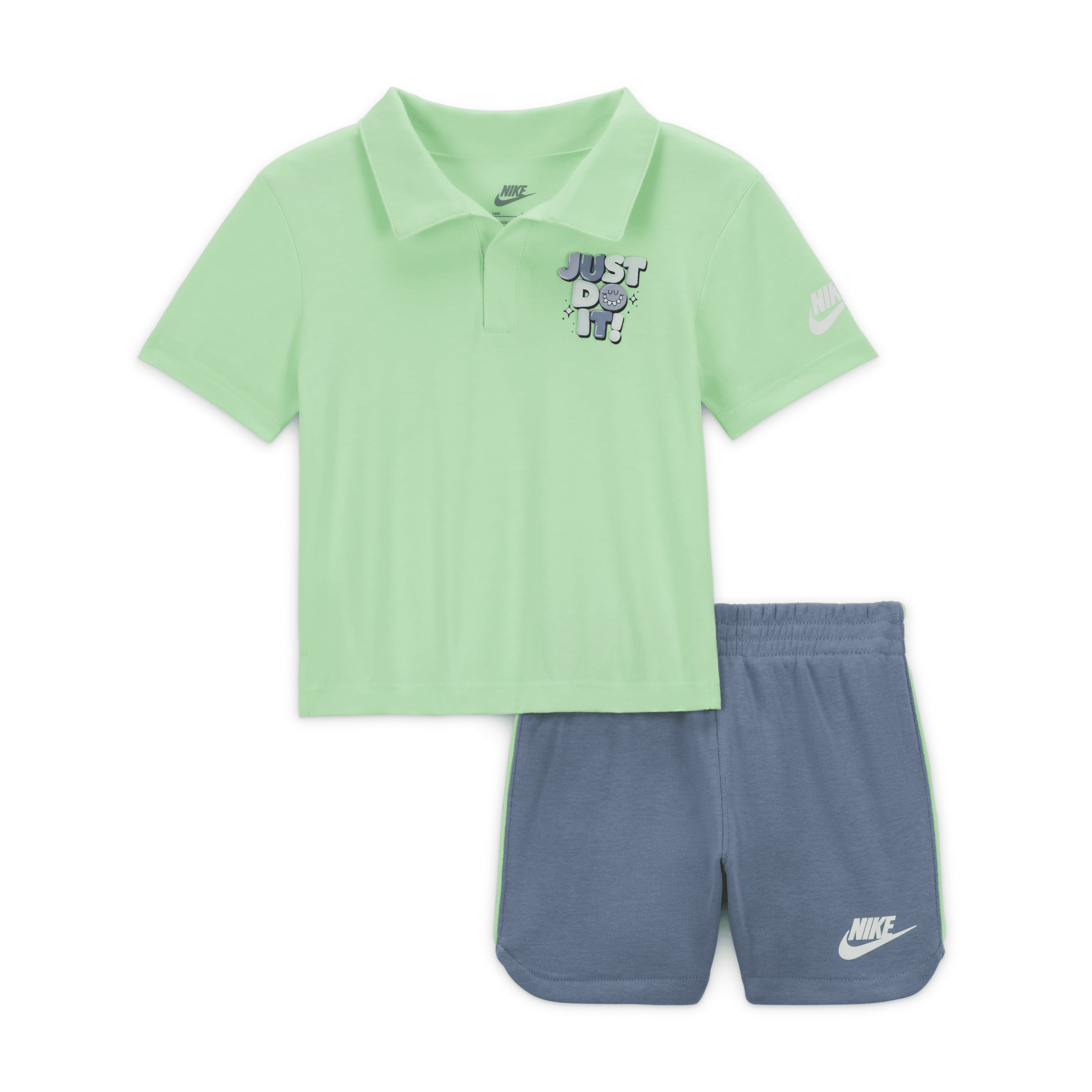 Shop Nike Sportswear Create Your Own Adventure Baby (12-24m) Polo And Shorts Set In Blue