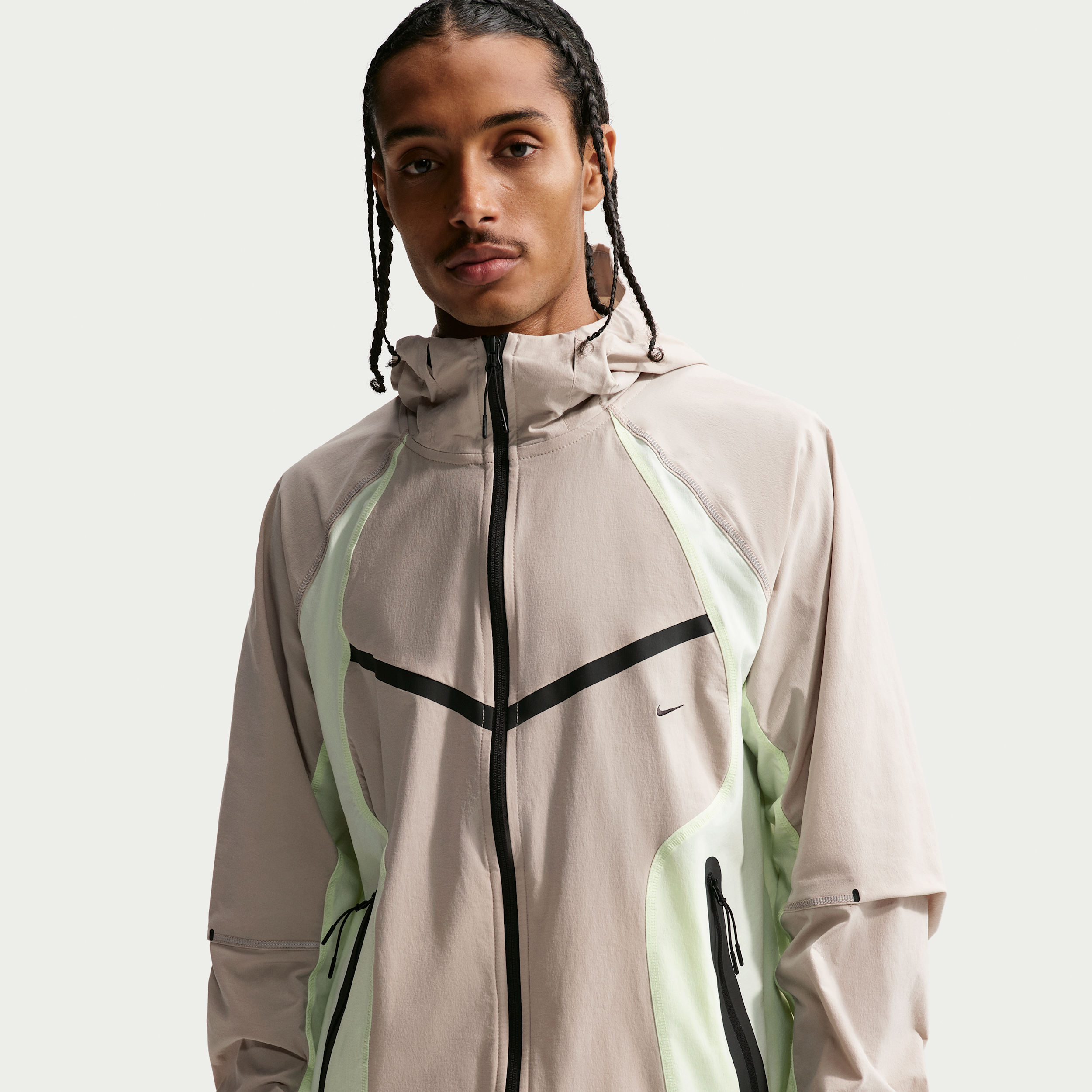 Nike Men's Tech Dri-FIT Woven Full-Zip Color-Block Windrunner Jacket in Brown | IU7496-236