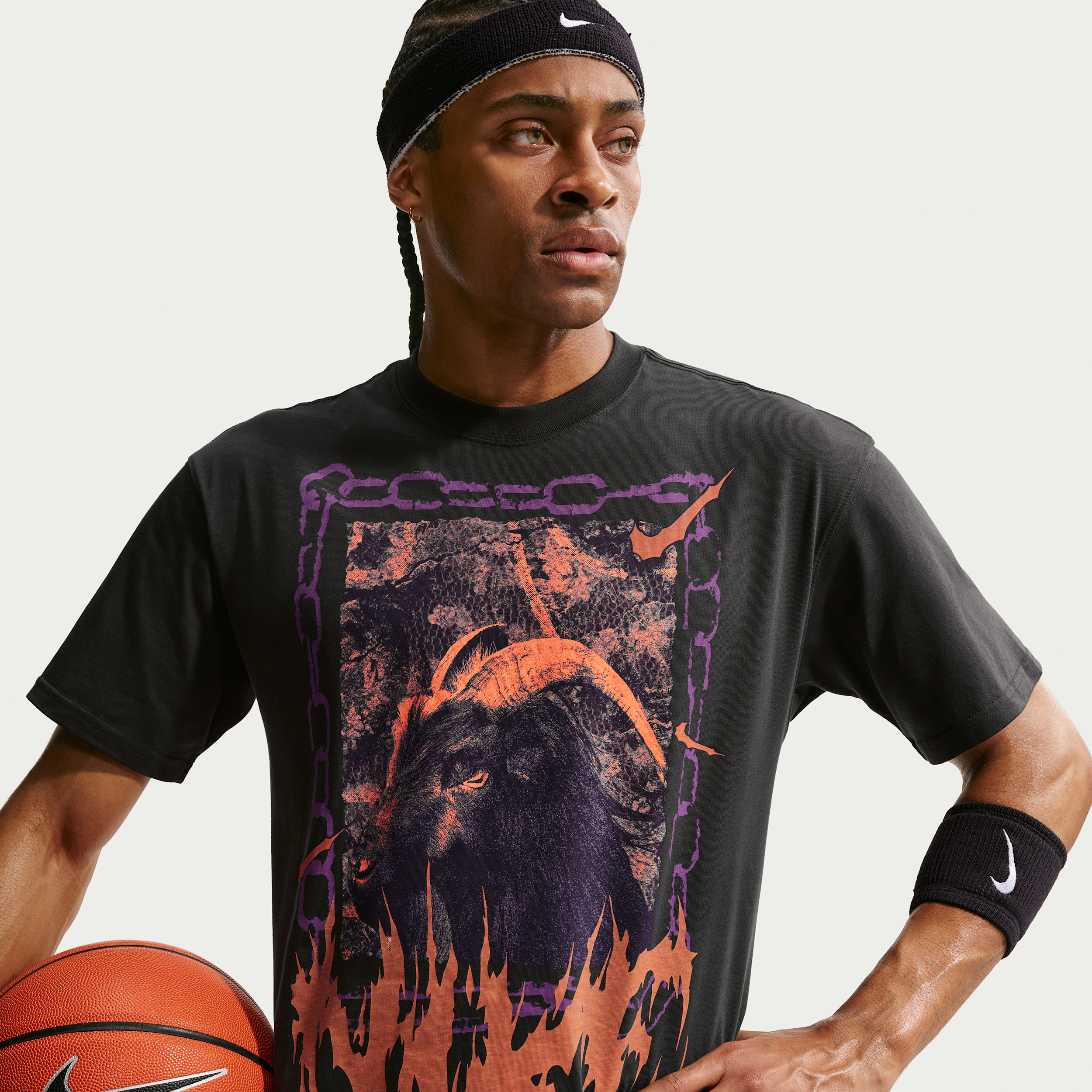 Nike Men's Basketball Goat Graphic T-Shirt in Off Noir Size: L Tall