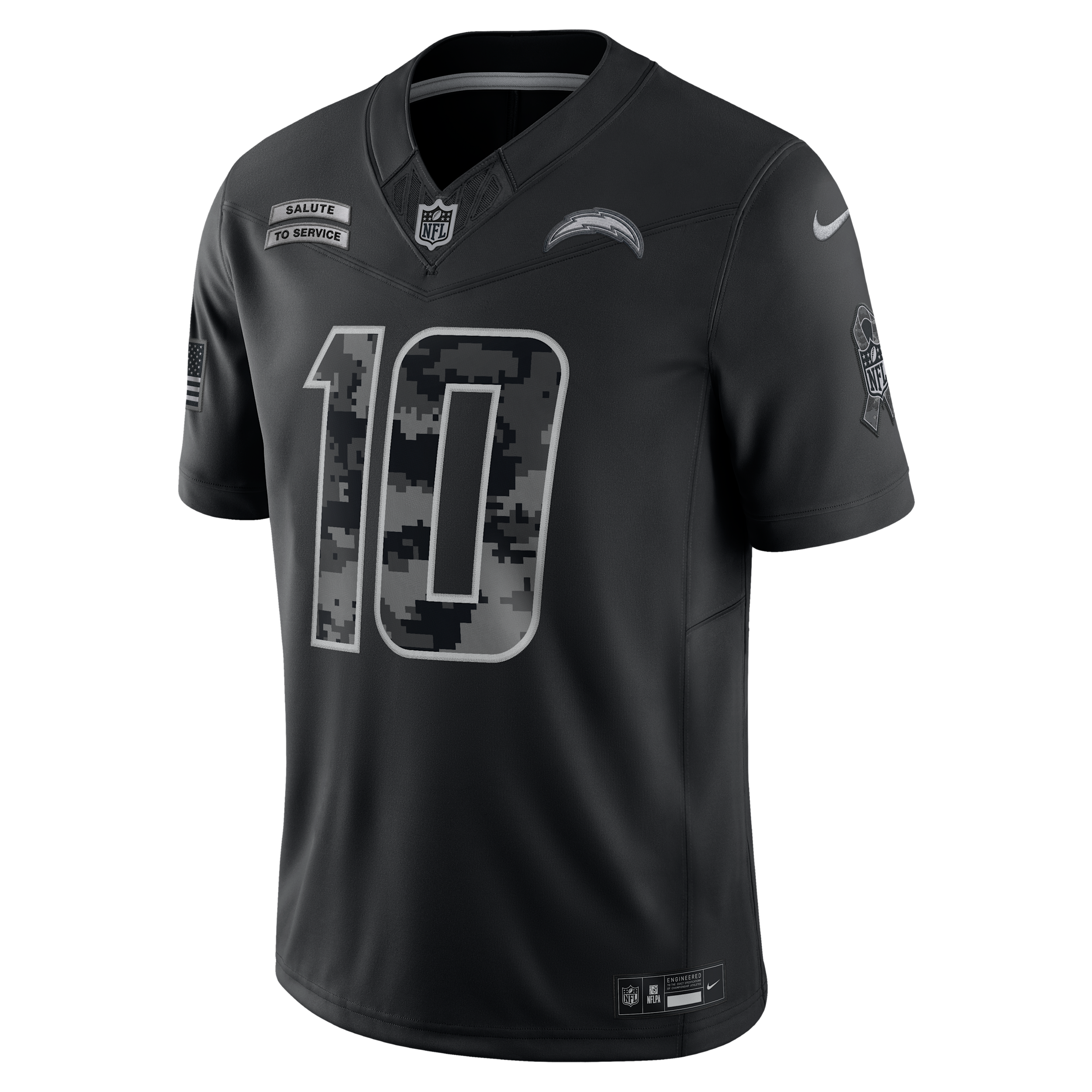 Justin Herbert Los Angeles Chargers Salute to Service Nike Men's Dri-FIT NFL Limited Jersey in Black | SSLM00AF3H-LW9