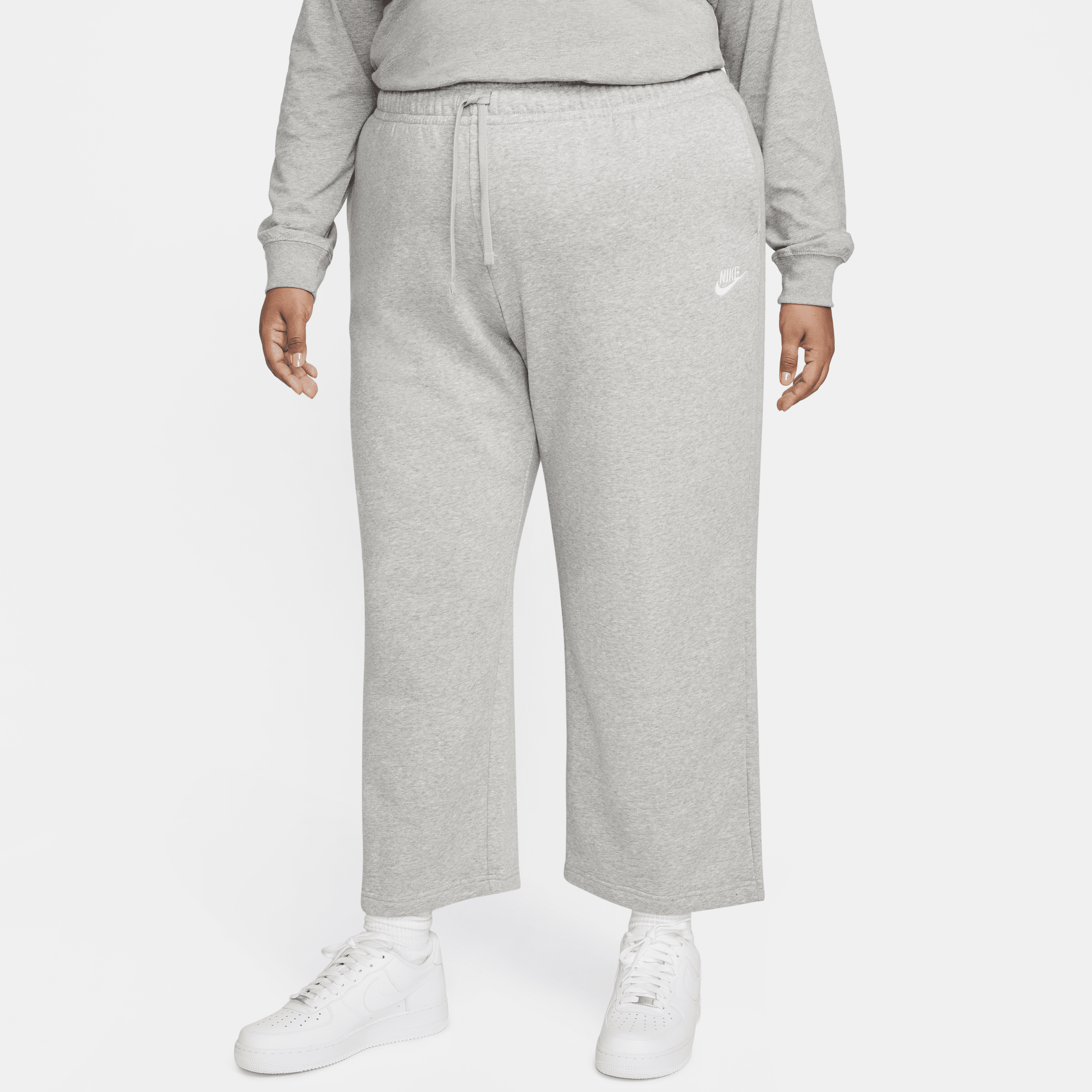 Nike Plus Size Sportswear Club Fleece Mid-rise Wide-leg Sweatpants In Grey
