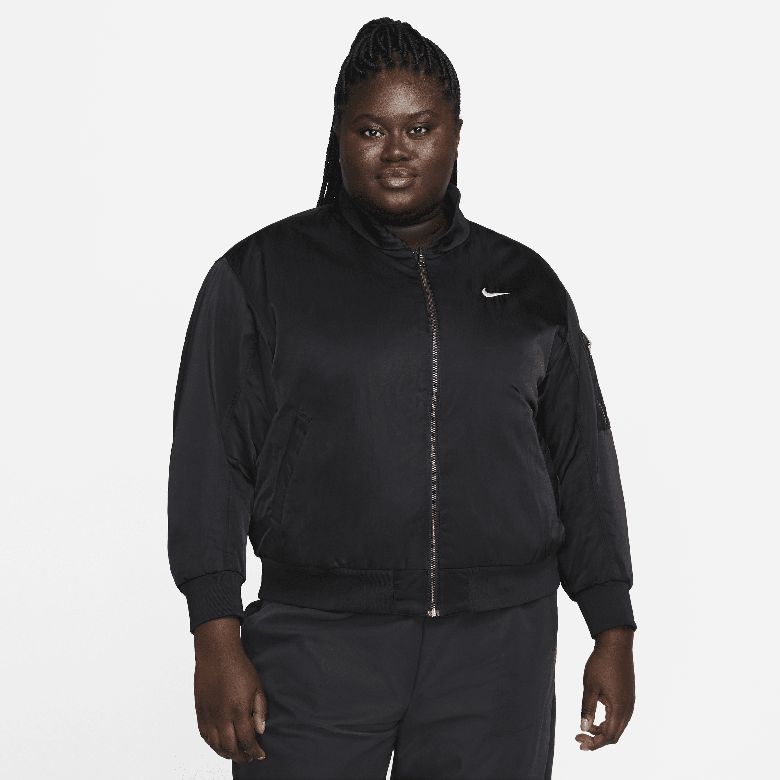 Nike Women's  Sportswear Reversible Varsity Bomber Jacket (plus Size) In Black