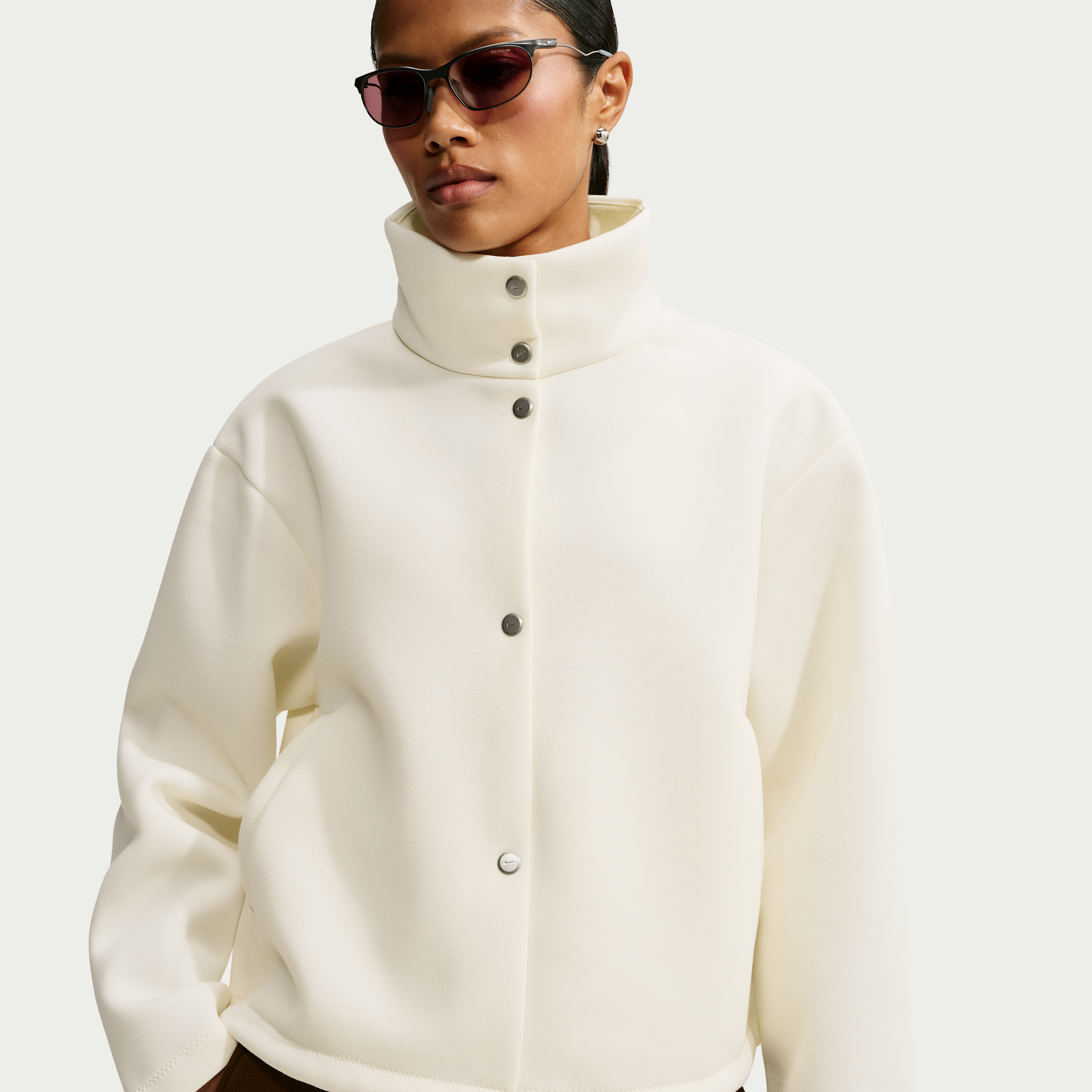 Nike Women's Article Fleece Oversized Jacket in White | IX7055-102