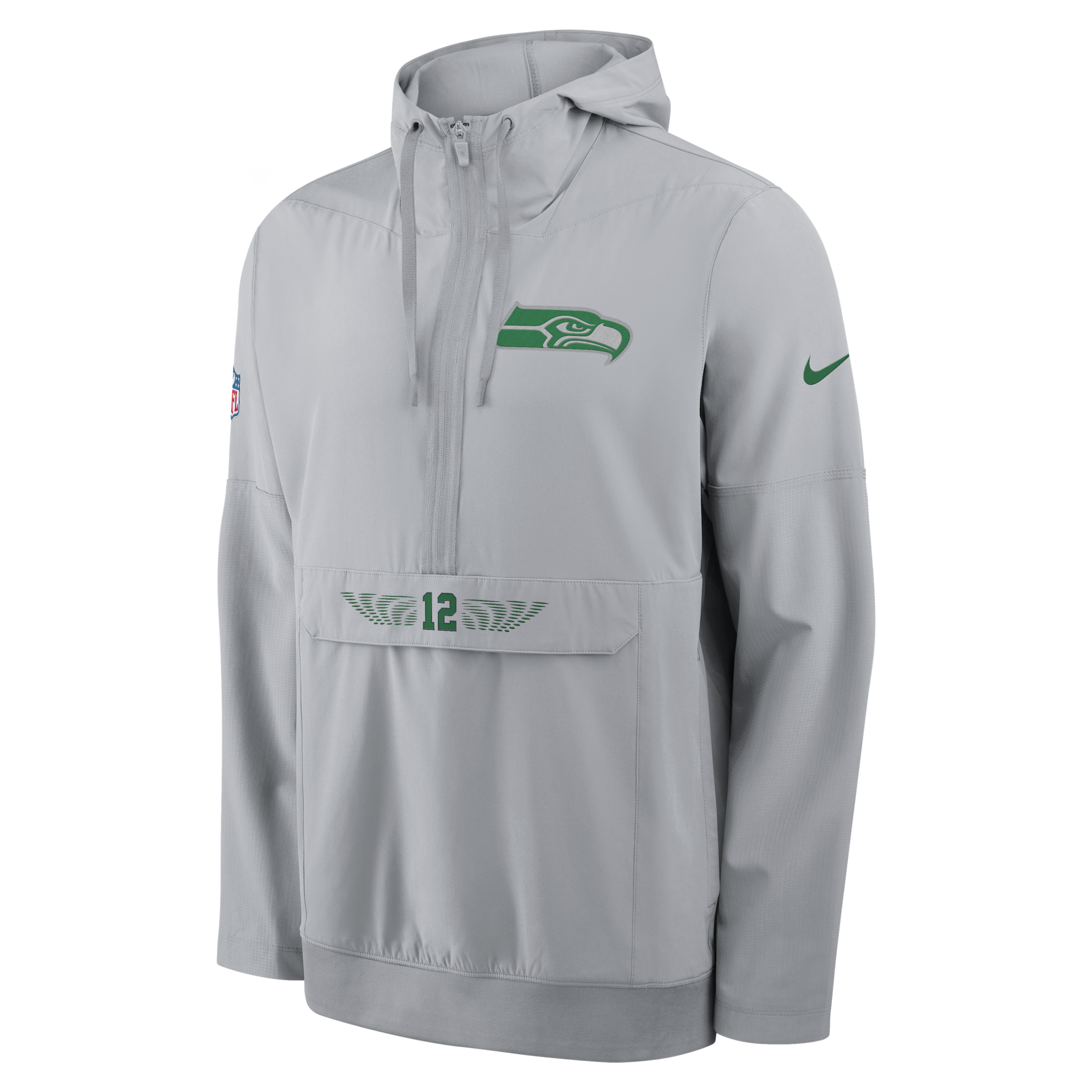 Seattle Seahawks Rivalries Collection Sideline Anorak Nike Men's NFL 1/2-Zip Hooded Jacket in Grey | 03AT00DF78-MDB
