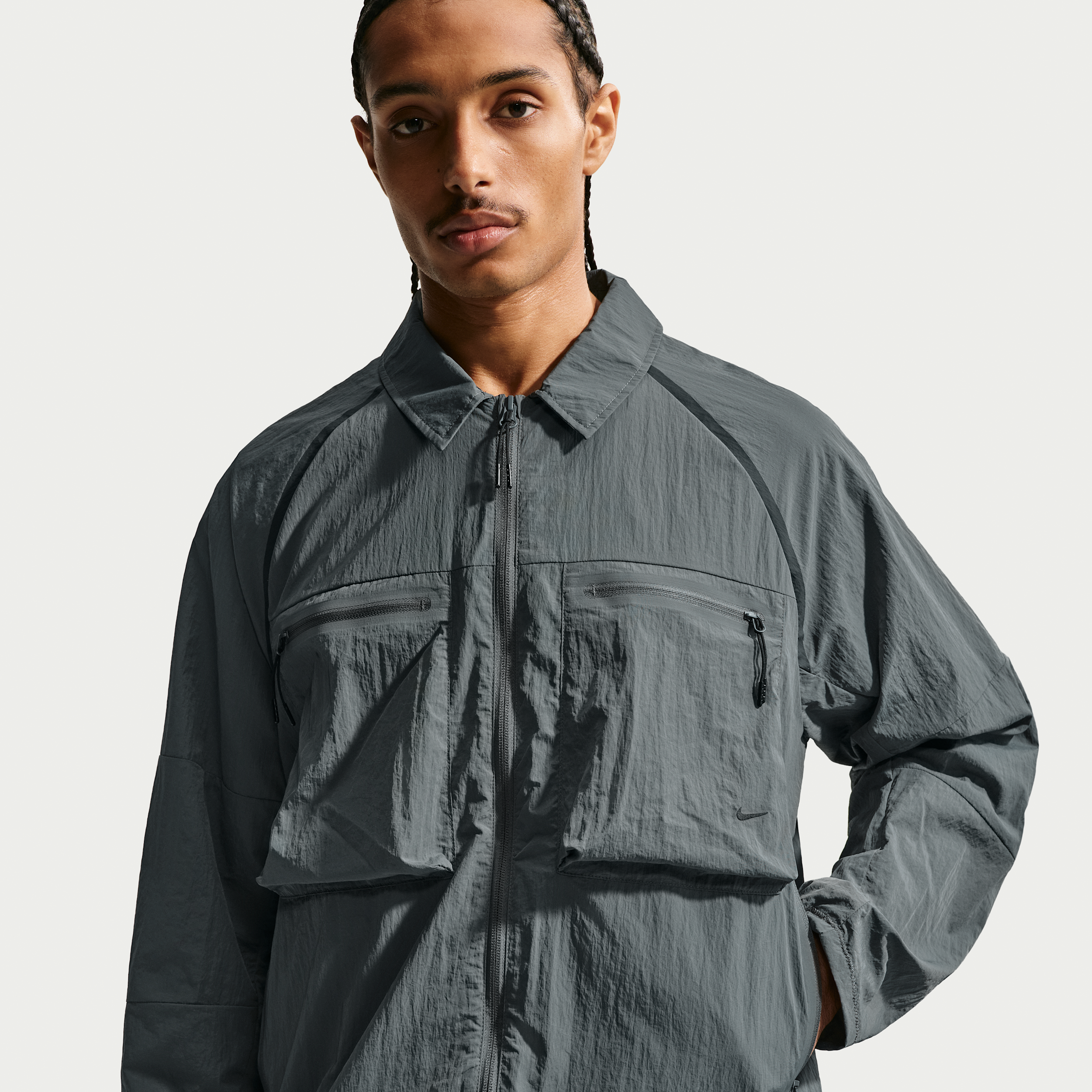 Nike Mens Tech Ergo Utility Long Sleve Shirt - - Iron Grey / Black Size XL