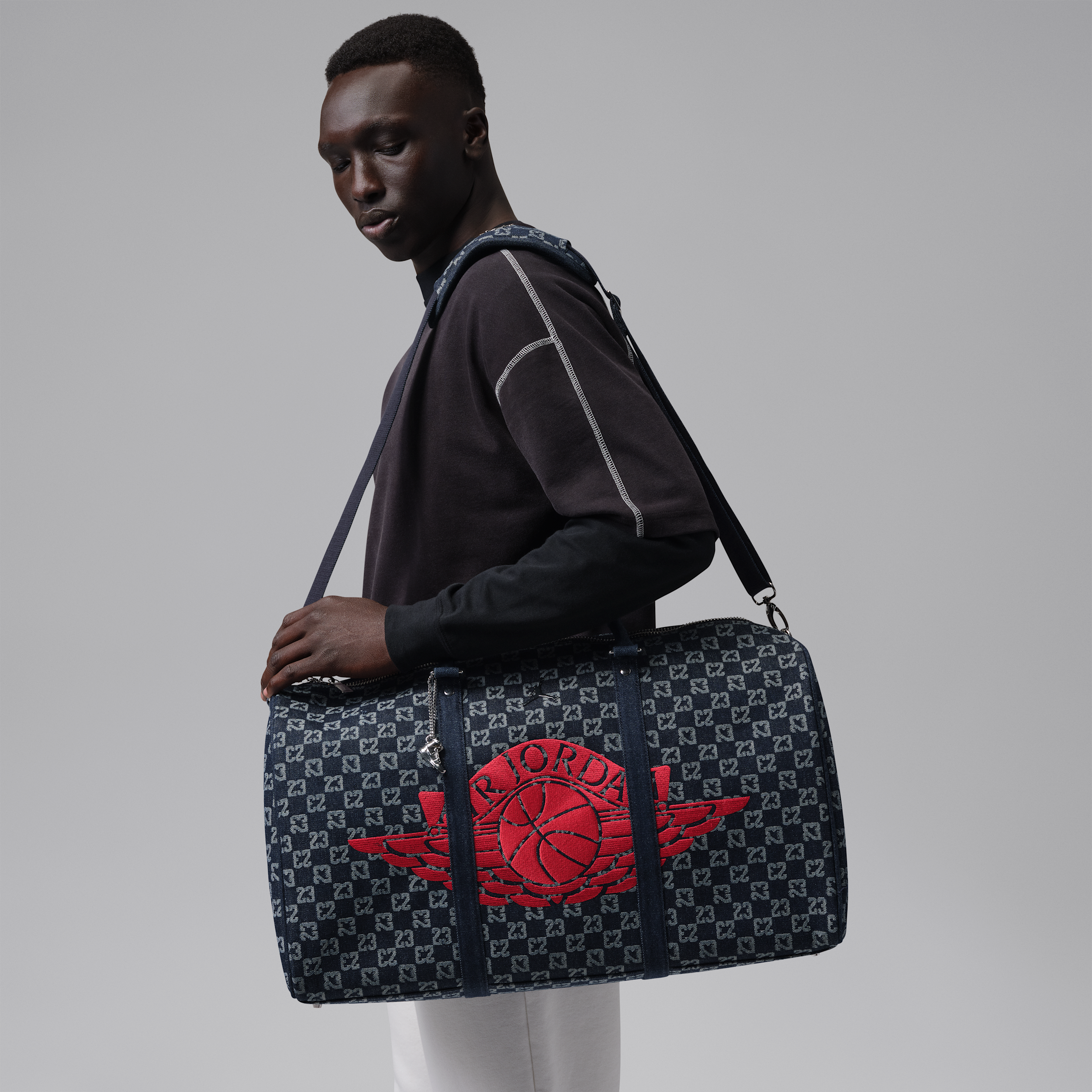 Jordan Womens Monogram Duffel Bag - Adult - Dark Indigo Rinse / Red