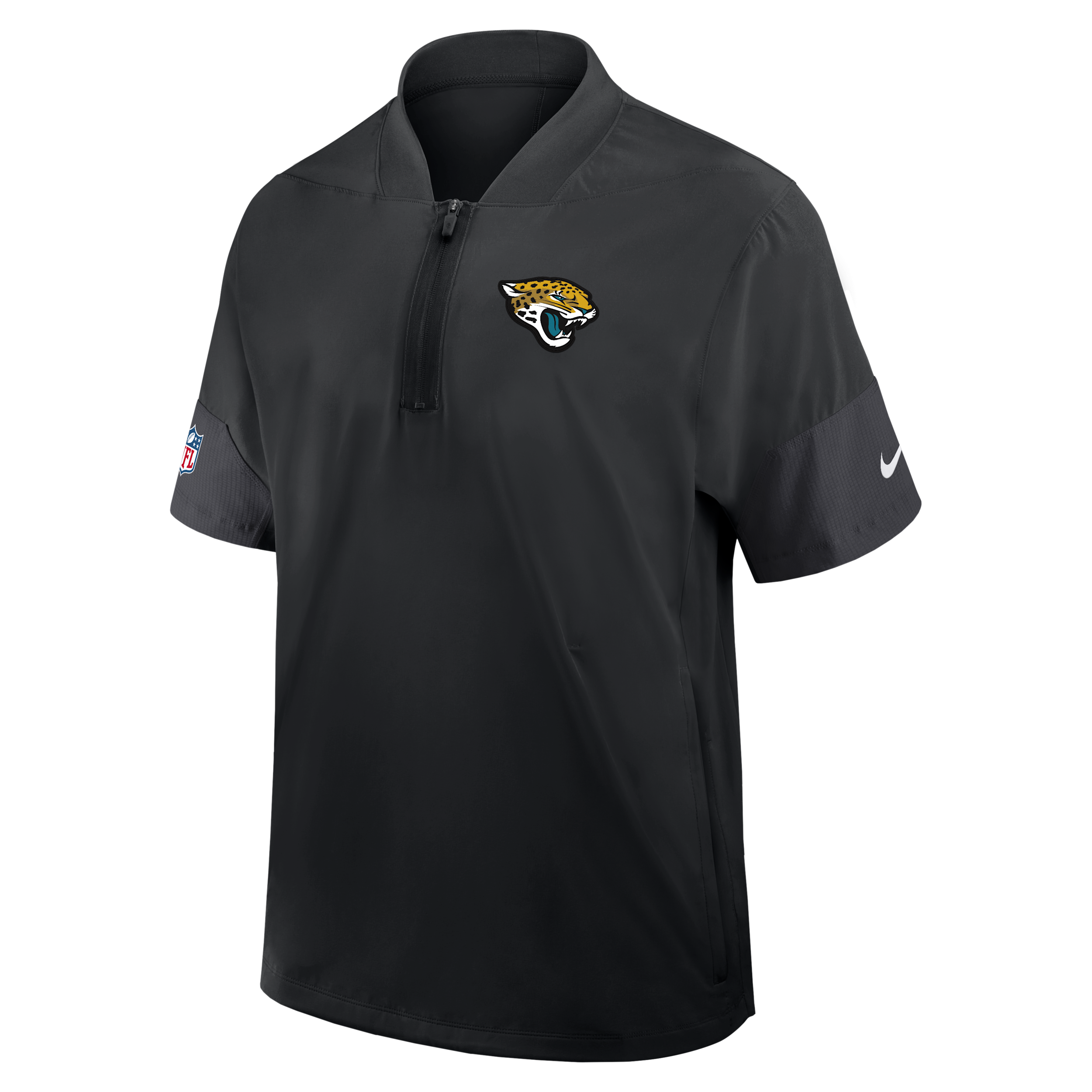 Jacksonville Jaguars Sideline Coach Nike Men's NFL 1/2-Zip Short-Sleeve Jacket in Black | 03BO166N9N-2J5