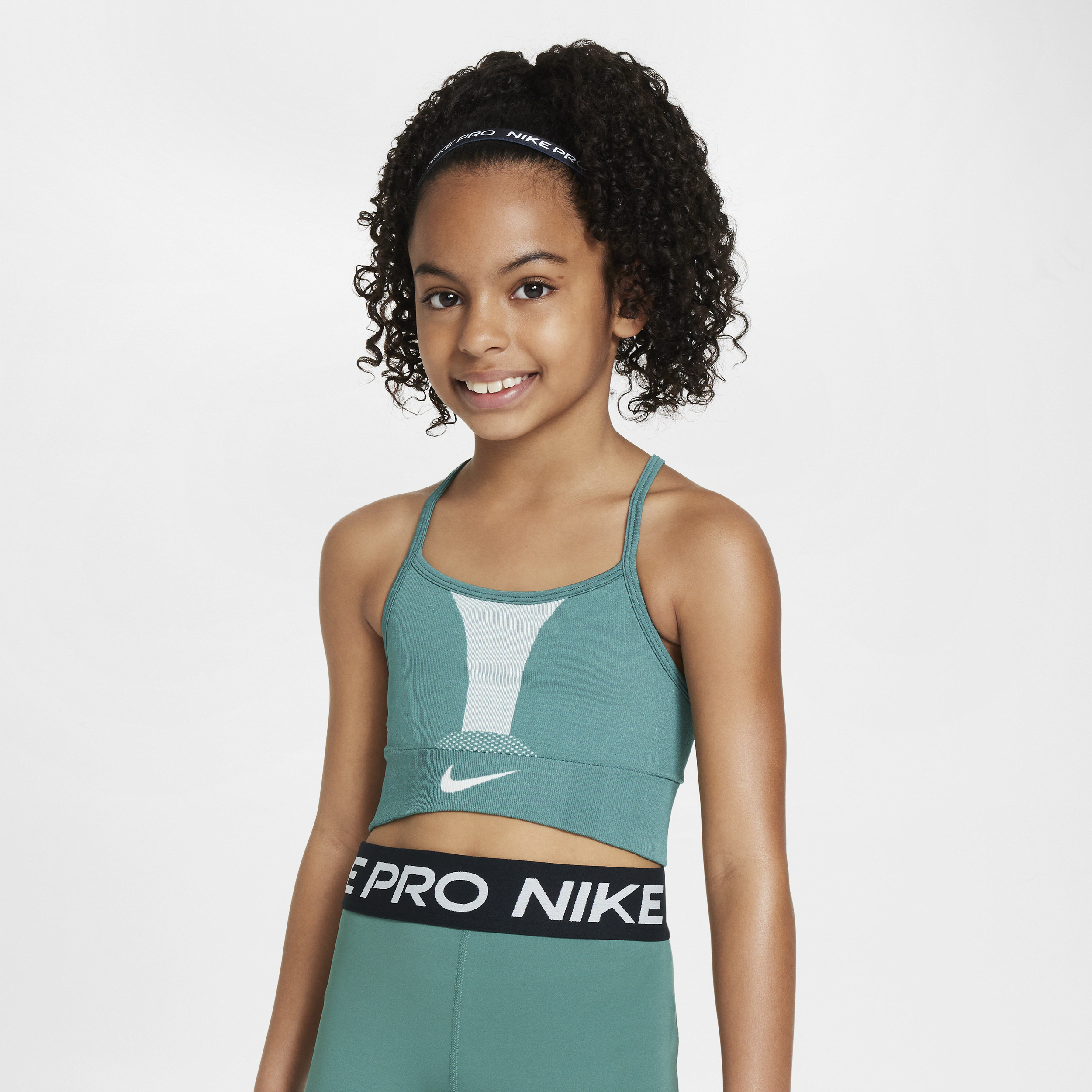 Shop Nike Indy Big Kids' (girls') Sports Bra In Green
