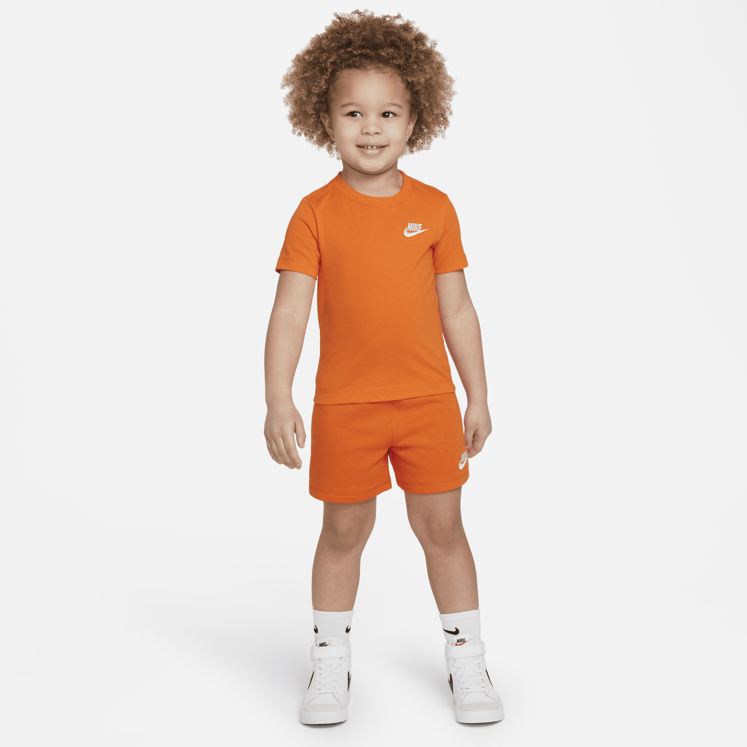 Shop Nike Club Toddler Knit Shorts Set In Orange