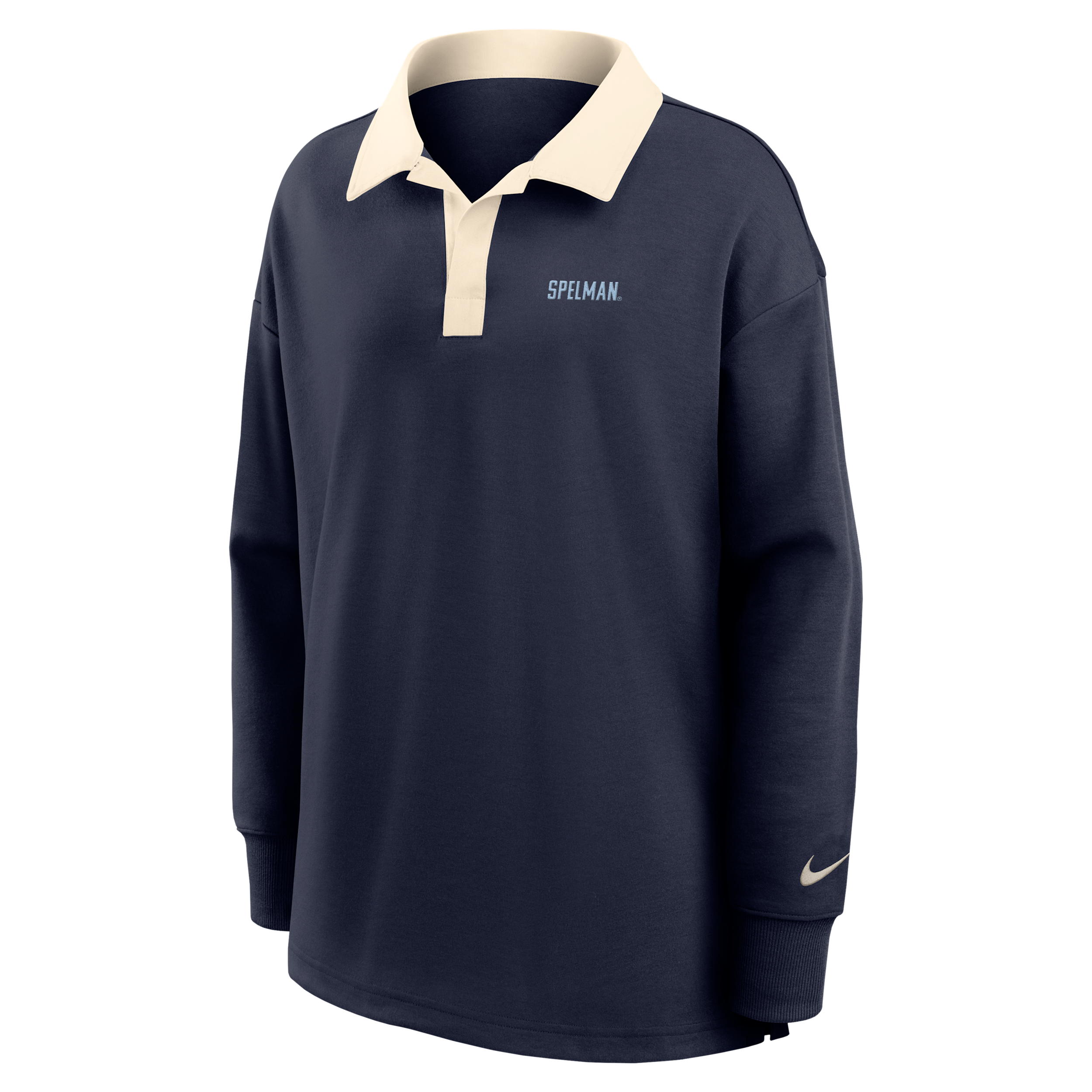 Nike Women's College (Spelman College) Oversized Long-Sleeve Polo in Black | ZW050ESPEC26-BNA