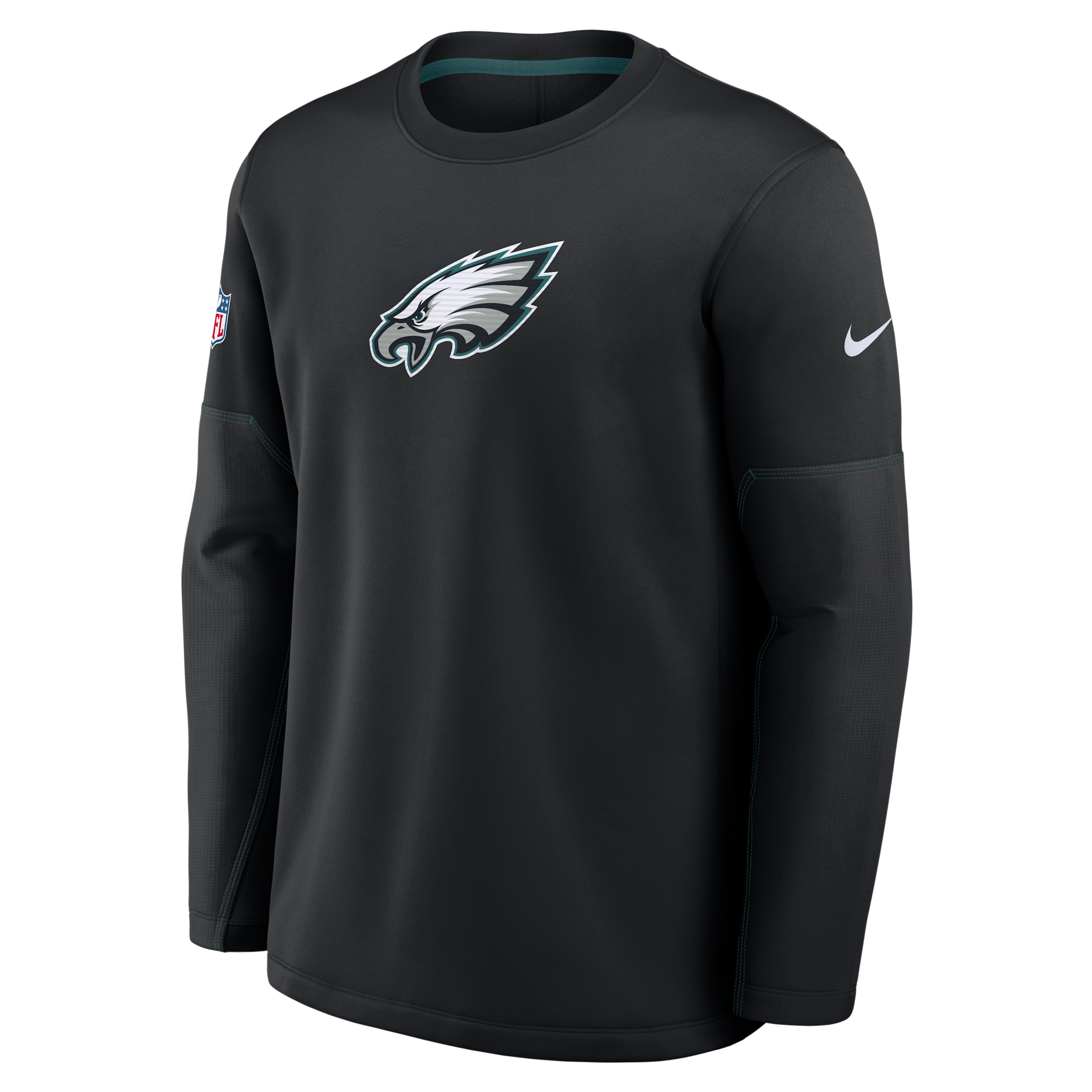 Nike Men's Black Philadelphia Eagles Sideline Coaches Team Present Midweight Therma-fit Sweatshirt - Black, Teal